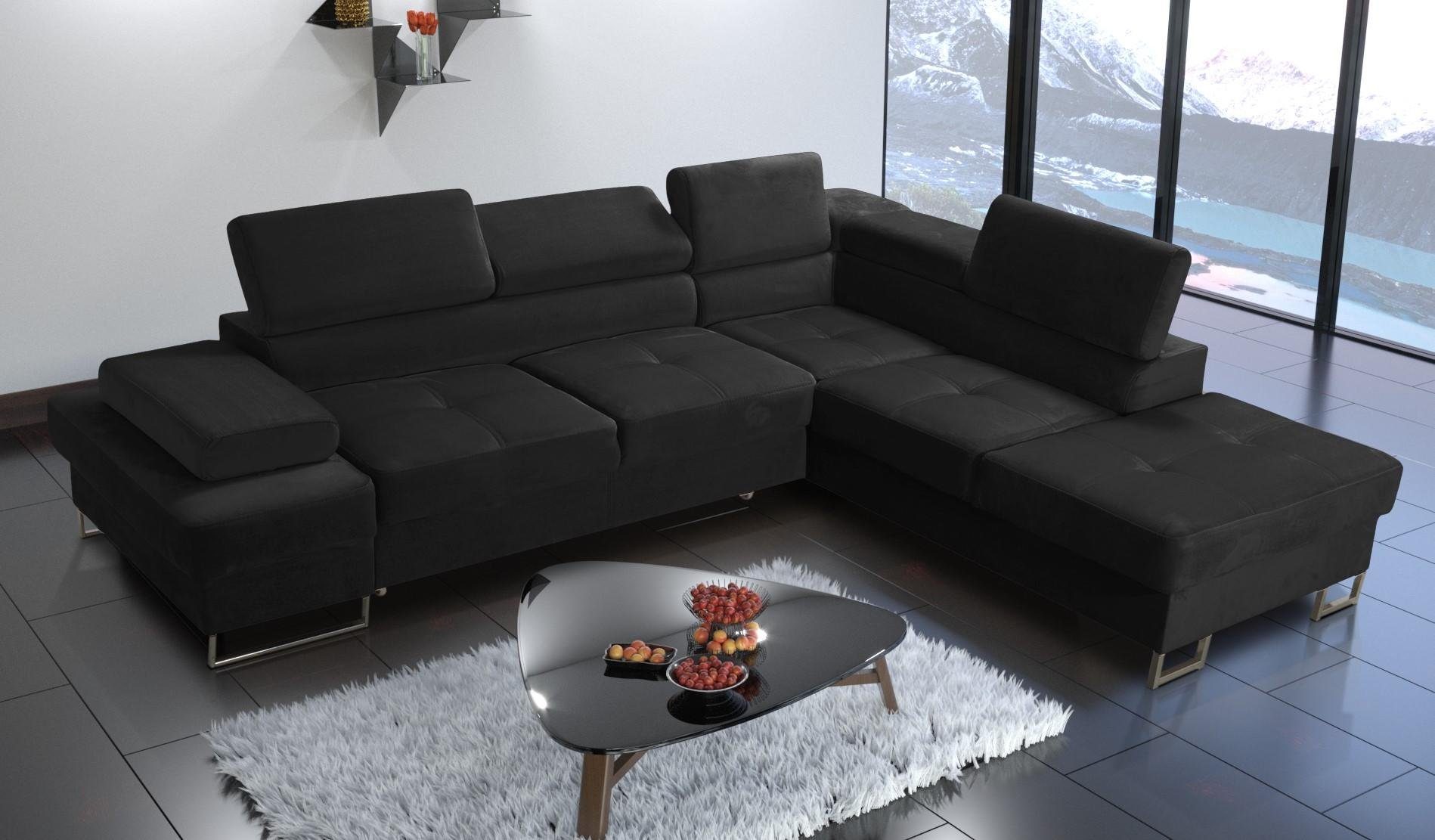 JVmoebel Ecksofa, Ecksofa Polsterung Couch Textil Wohnzimmer L-Form Modern gelb Schwarz