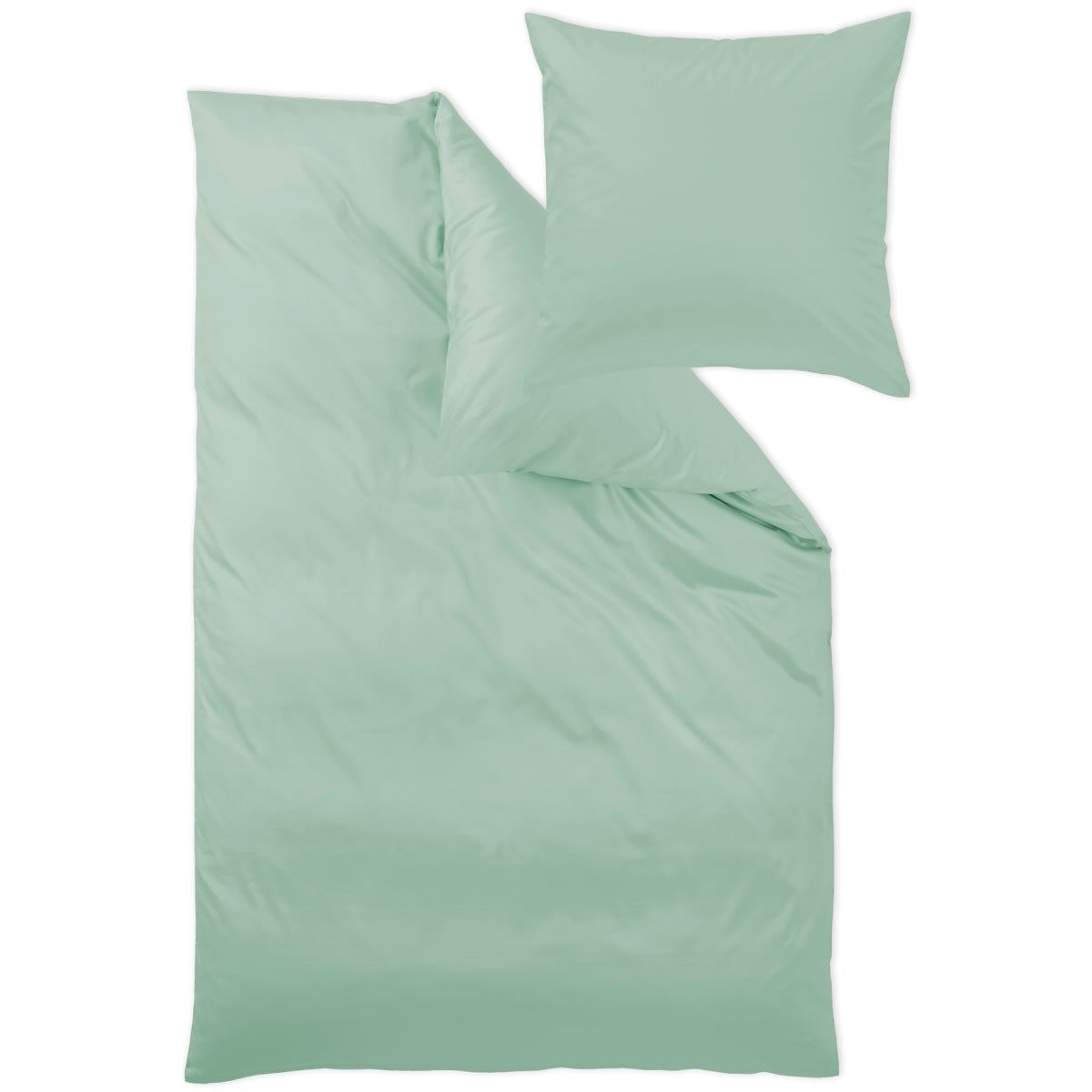 Curt Bauer Bettwäsche Satin Bettwäsche in 155x220 cm + 80x80 cm uni grün pistazie, Mako-Satin, 2 teilig, Sommerbettwäsche aus 100% Baumwolle