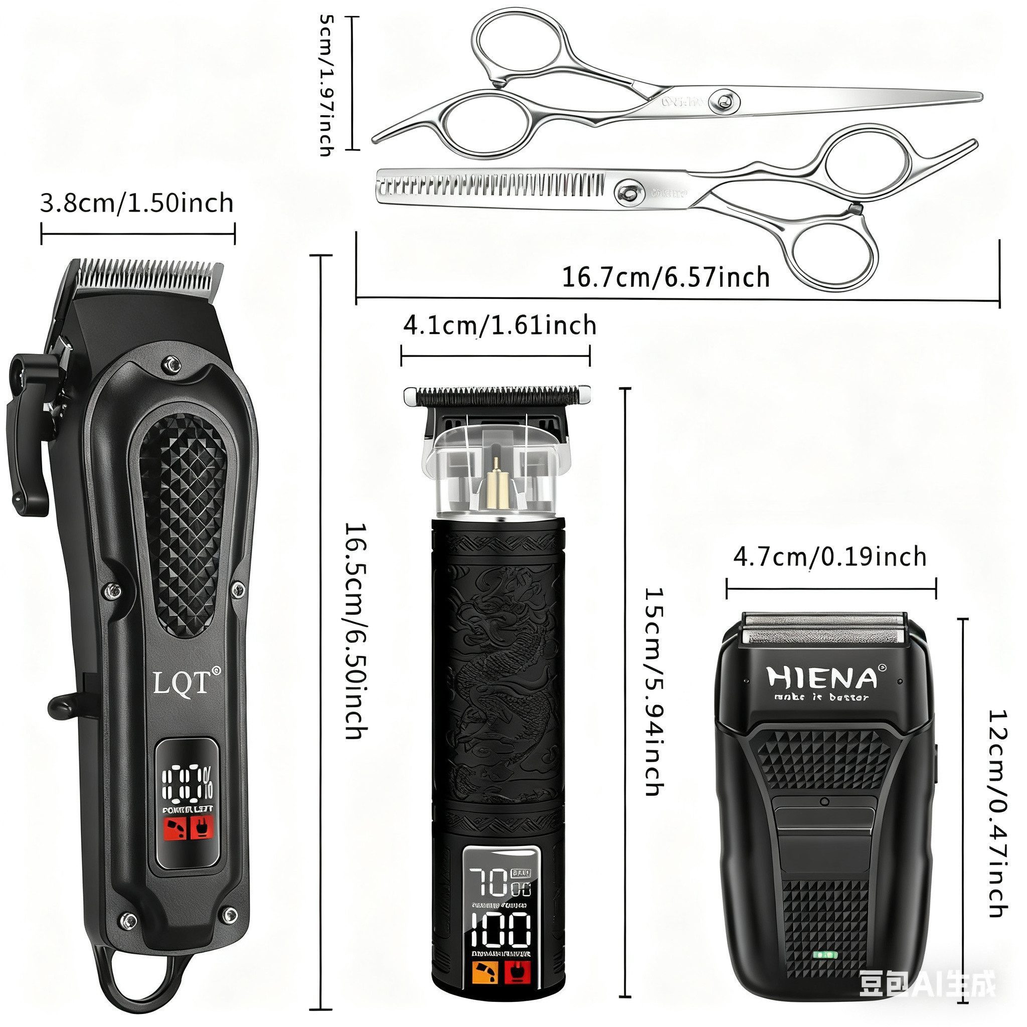 Toomoke Haarschneider Professionelles Haarschneidemaschine Set für Herren,Trimmer, profi Barber Rasierer Herren LED Elektrisch Herrenhaarschneider, für Stylisten und Friseure Grooming Kit,Bart & Körper mit 8 Kämmen