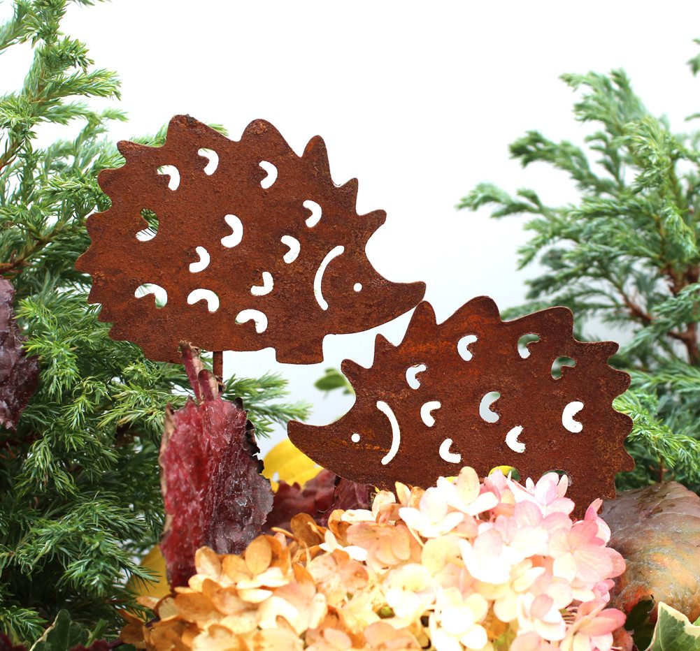 LB H&F Lilienburg Gartenfigur 2er SET Gartendeko Gartenstecker Igel Herbst günstig online kaufen