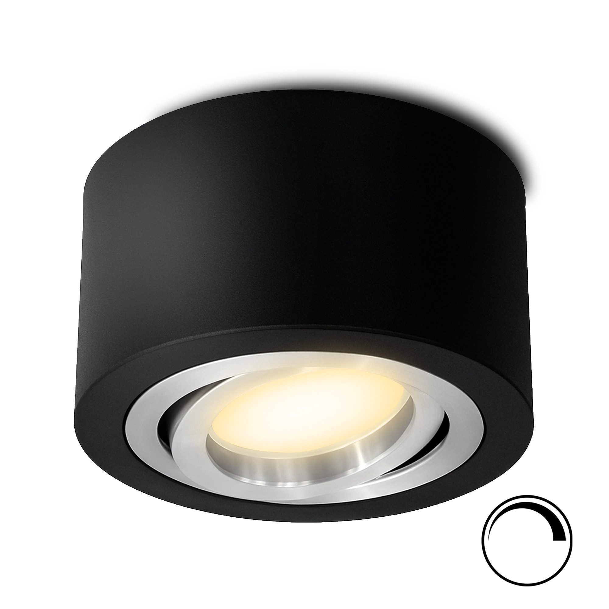 SSC-LUXon LED Aufbaustrahler LANTI LED Deckenspot schwarz silber 6W dimmbar 3CCT schwenkbar Lampe, Neutralweiß, Warmweiß, Tageslichtweiß