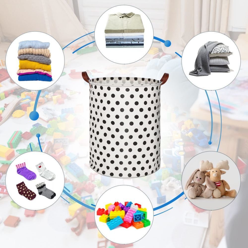 Punkt Kinderzimmer Wäschekorb Wäschesammler schwarzer Wäschekorb mit Aufbewahrungsbox, Kleiner Aufbewahrung, JOYOLEDER Groß Henkel,Spielzeug