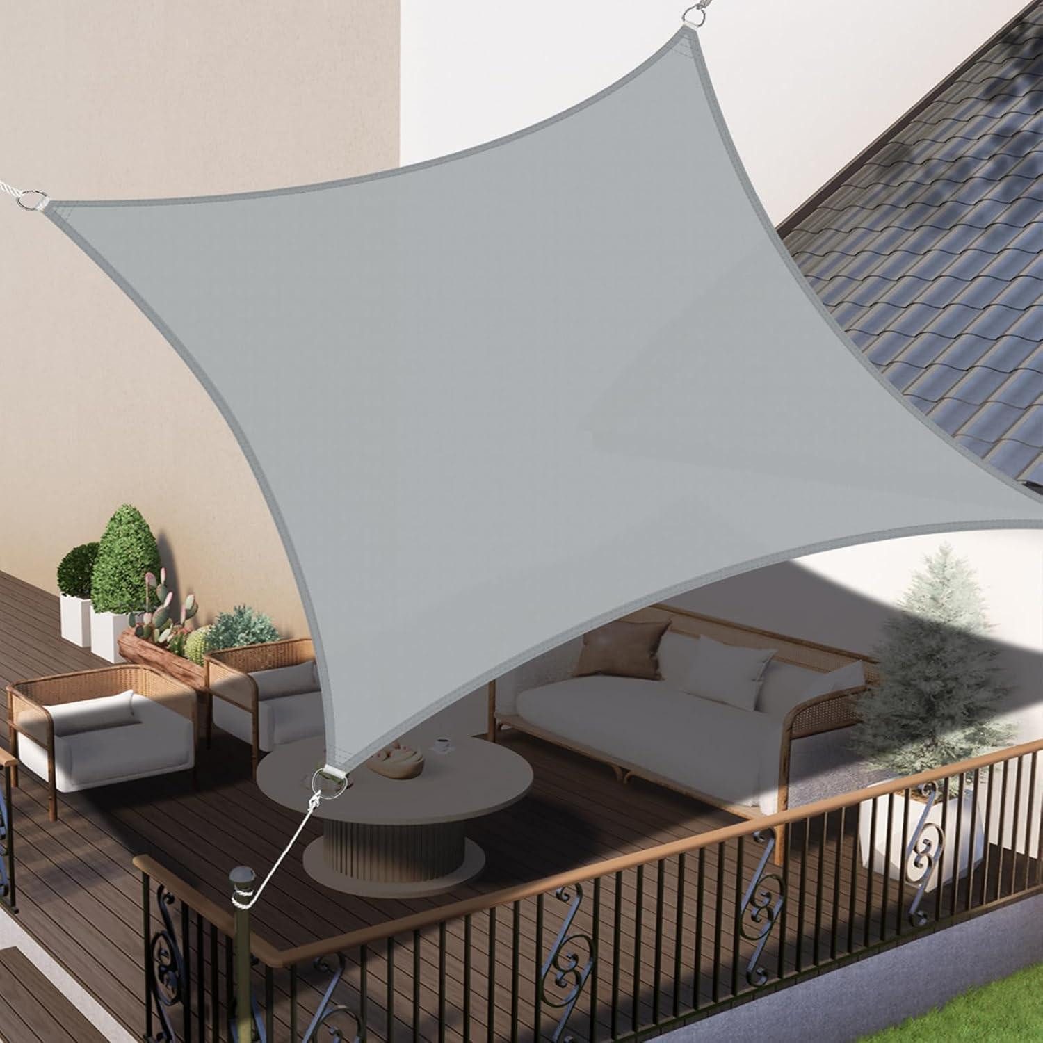 Sonnensegel Sonnensegel Rechteckig Wasserdicht UVSchutz Terrasse 2x2m Hellgrau