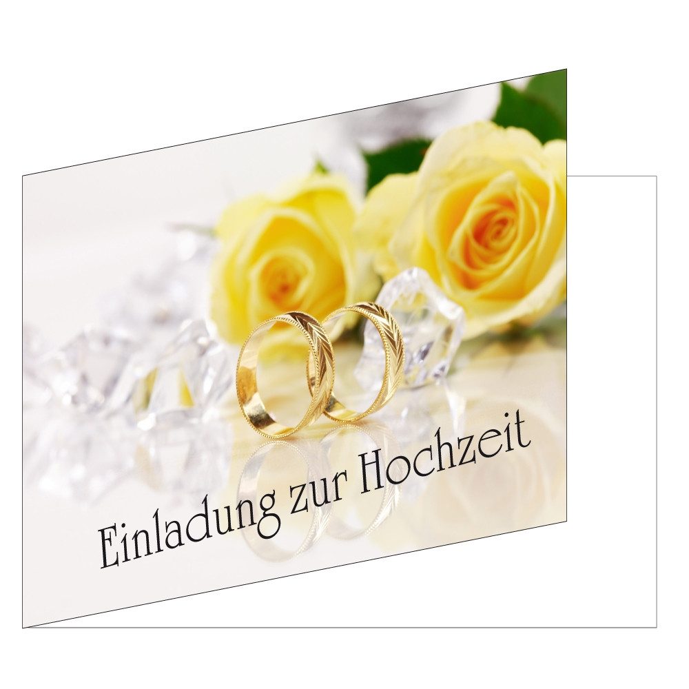 LYSCO Einladungskarten Einladungen zur Hochzeit Kirche Brautpaar Ringe Trauung Feier DIN A6, Liebe Rosen Blumen Brautkleid Hochzeitstorte Ringe Gäste