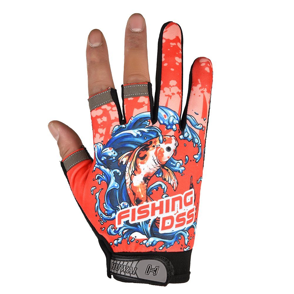 Angeln Handschuhe, trocknend Elastisch Atmungsaktiv, Angelhandschuhe Schnell #1 Rutschfest, Sunicol rot