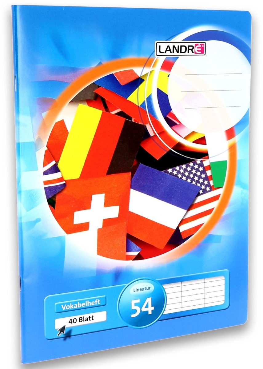 LANDRE Schulheft Vokabelheft A4 40 Blatt 80 g/qm liniert 3-spaltig (10 Stück)