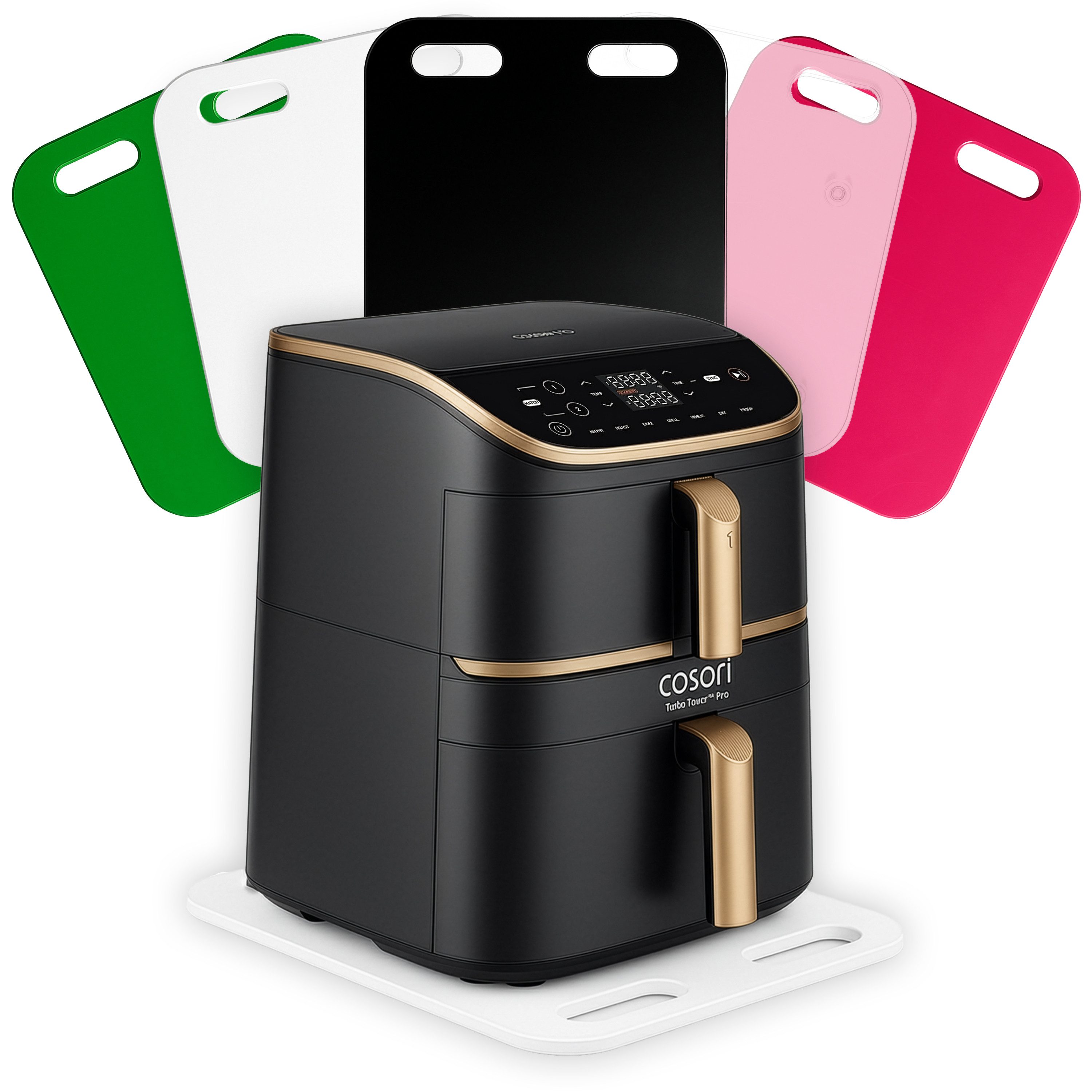 AREA17 Küchenmaschinen Zubehör-Set Acryl Gleitbrett für COSORI Turbo Tower, 45x22cm, Farbwahl, Zubehör für Heißluftfritteuse, 5 Gummifüße + 2 Teflongleiter, rutschfest & verschiebbar für sicheren Stand + einfache Handhabung