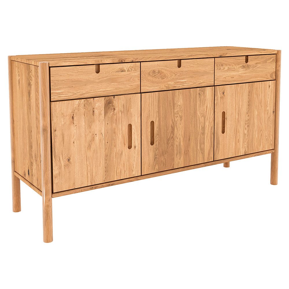 Lomadox Sideboard PORI-165, Eiche massiv geölt, 142 cm breit, montierte Lieferung