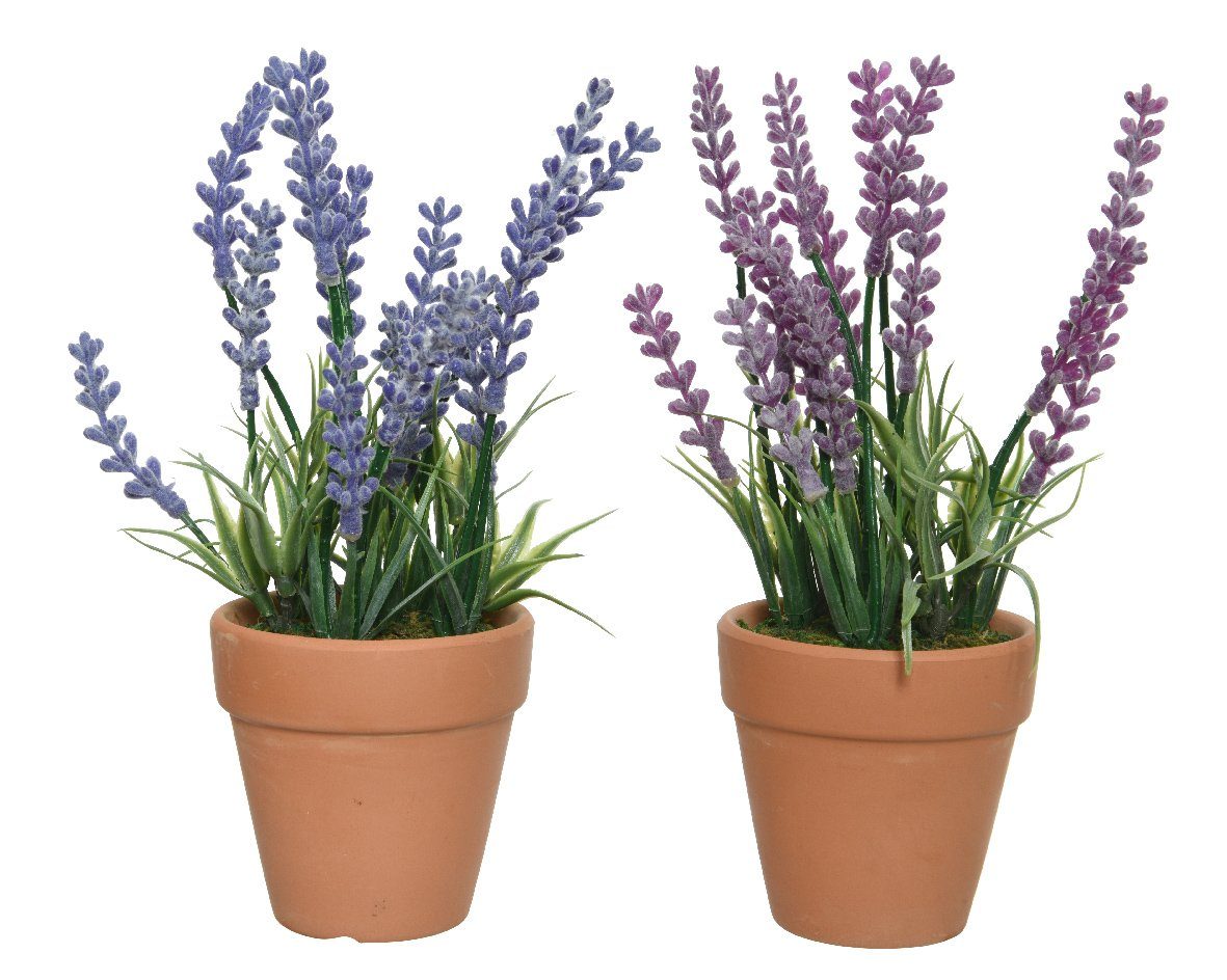 Kunstblume, Decoris season decorations, violett im 18cm Lavendel Kunstblumen sortiert / 1 Stück lila Topf