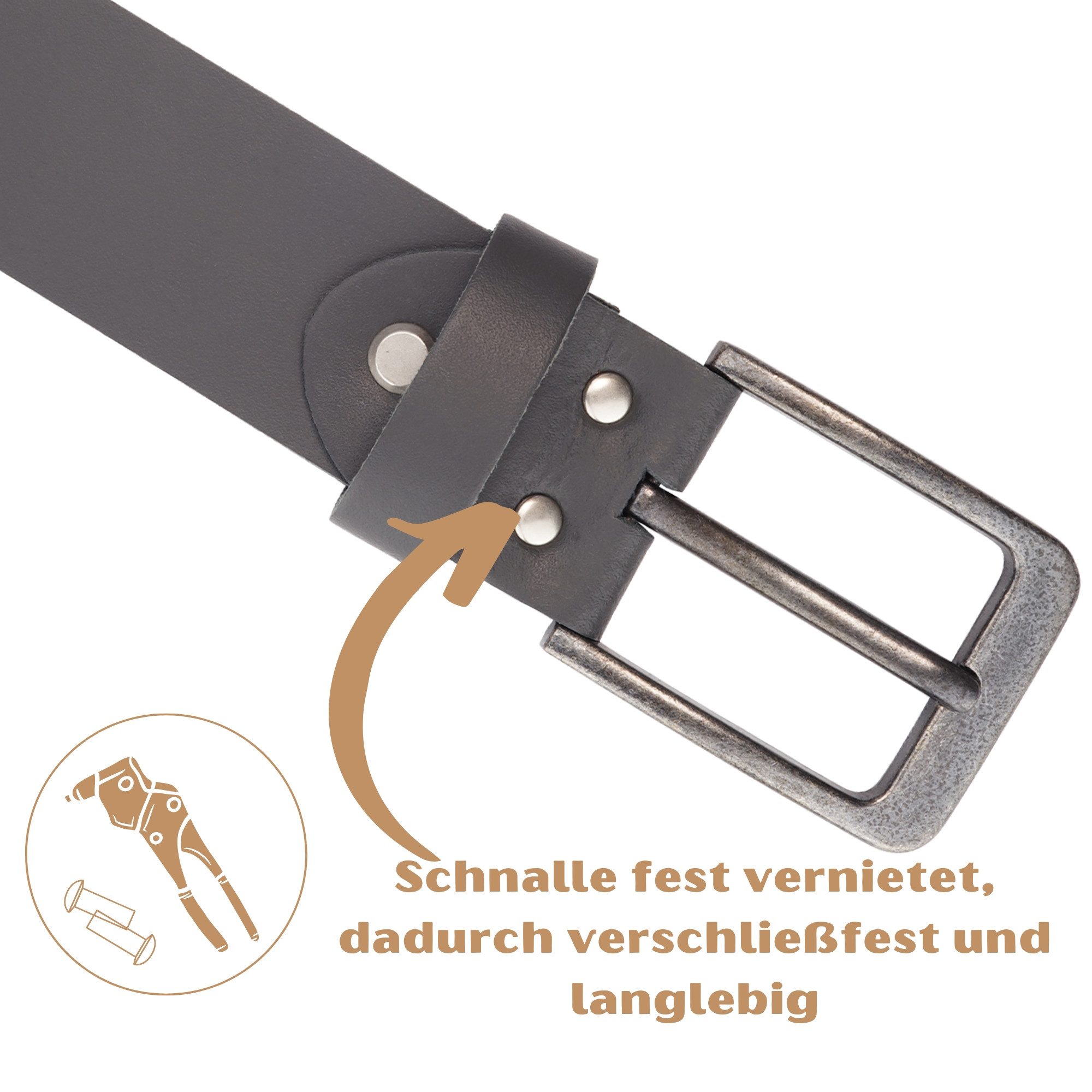 Manza Ledergürtel Gürtel Ledergürtel 4cm breit Echt Leder Jeansgürtel Unisex Kürzbar – Bild 5 von 5