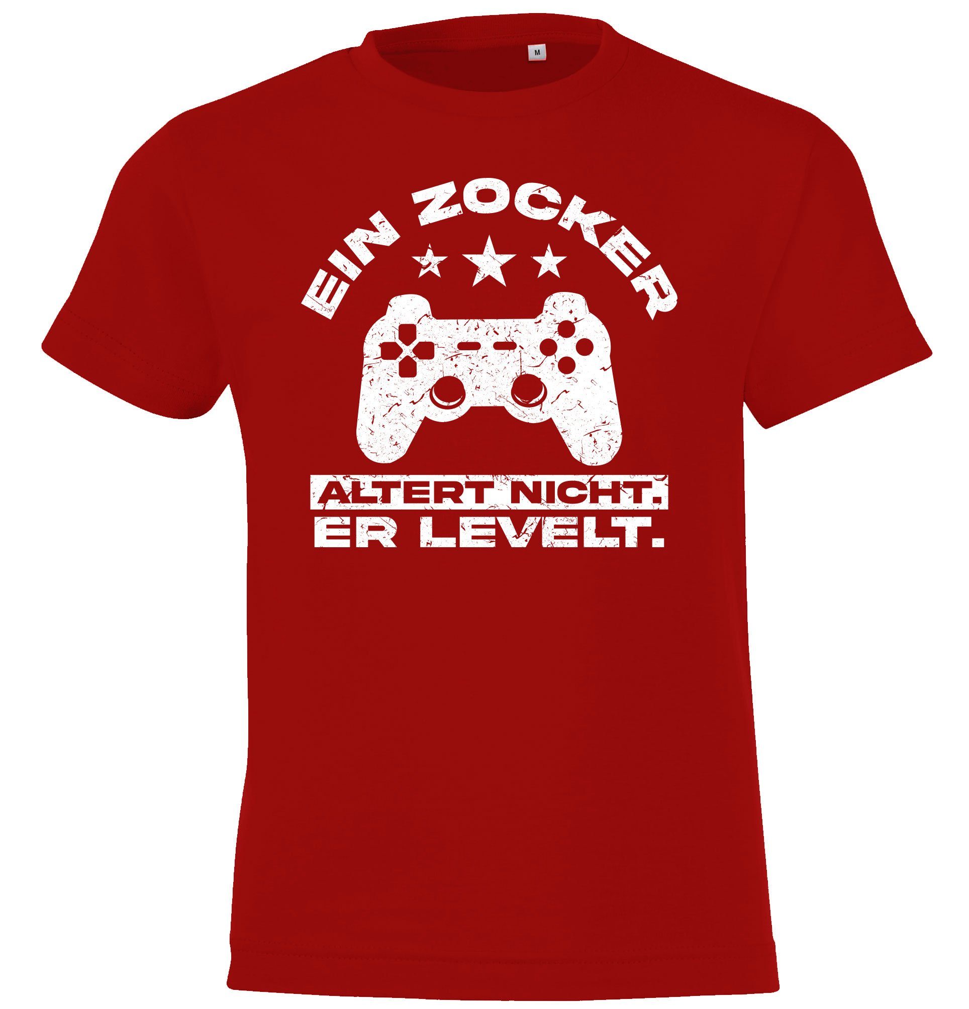 Youth Designz T-Shirt Ein Zocker altert nicht, er LEVELT! Kinder Shirt mit Controller Frontprint