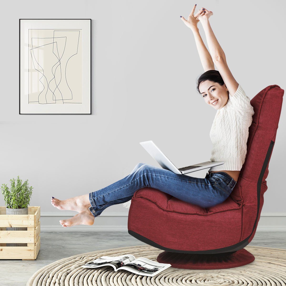 COSTWAY Relaxsessel, 360°drehbar, 5-Fach verstellbarer Rückenlehne,150kg günstig online kaufen