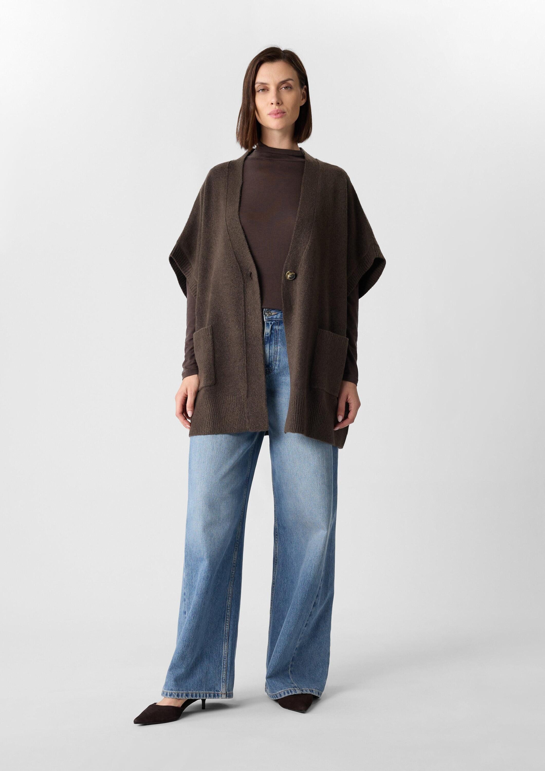 comma Cardigan Indoor-Poncho Poncho-Cape mit Knopfverschluss