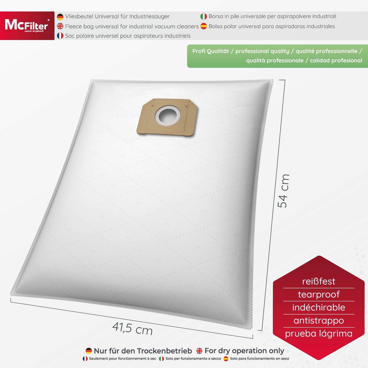 McFilter Staubsaugerbeutel, passend 35 35 AFC 5 L Bosch M SFC+ 2607432037, für L GAS und St., extra GAS Staubsaugerbeutel GAS 35 AFC, reißfest