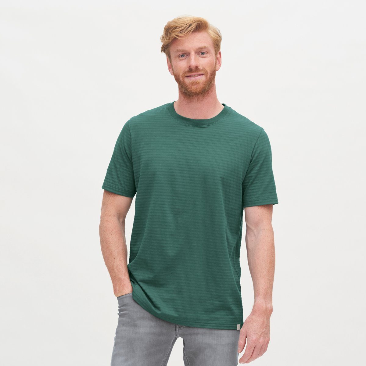 LIVING CRAFTS T-Shirt NICLAS Locker geschnittenes T-Shirt aus reiner Bio-Baumwolle Silver Pine