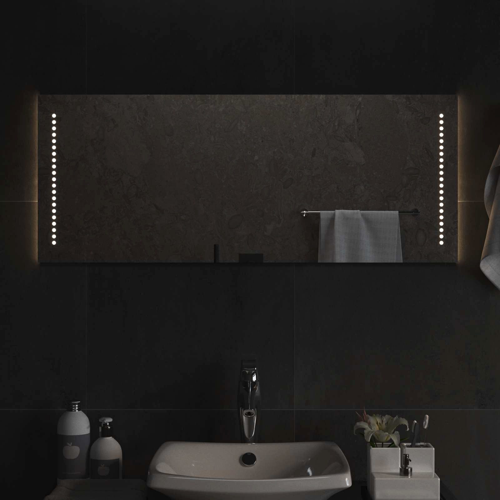 vidaXL Spiegel LED-Badezimmerspiegel Transparent 100 x 40 cm Gehärtetes Glas (1-St)