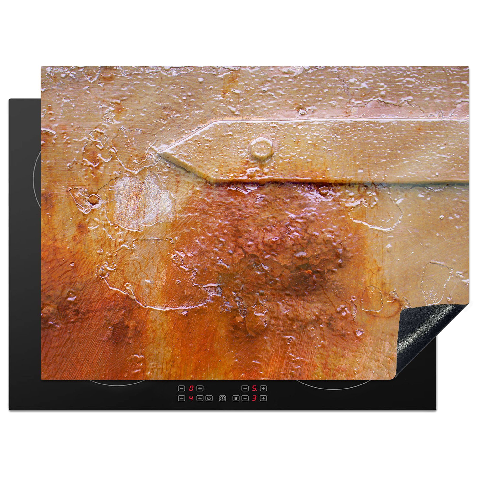 MuchoWow Herdblende-/Abdeckplatte Abdeckplatte für Kochfeld - Rost - Metall - Industrie -, Vinyl, (1 tlg), 70x52 cm, Mobile Arbeitsfläche nutzbar, Ceranfeldabdeckung