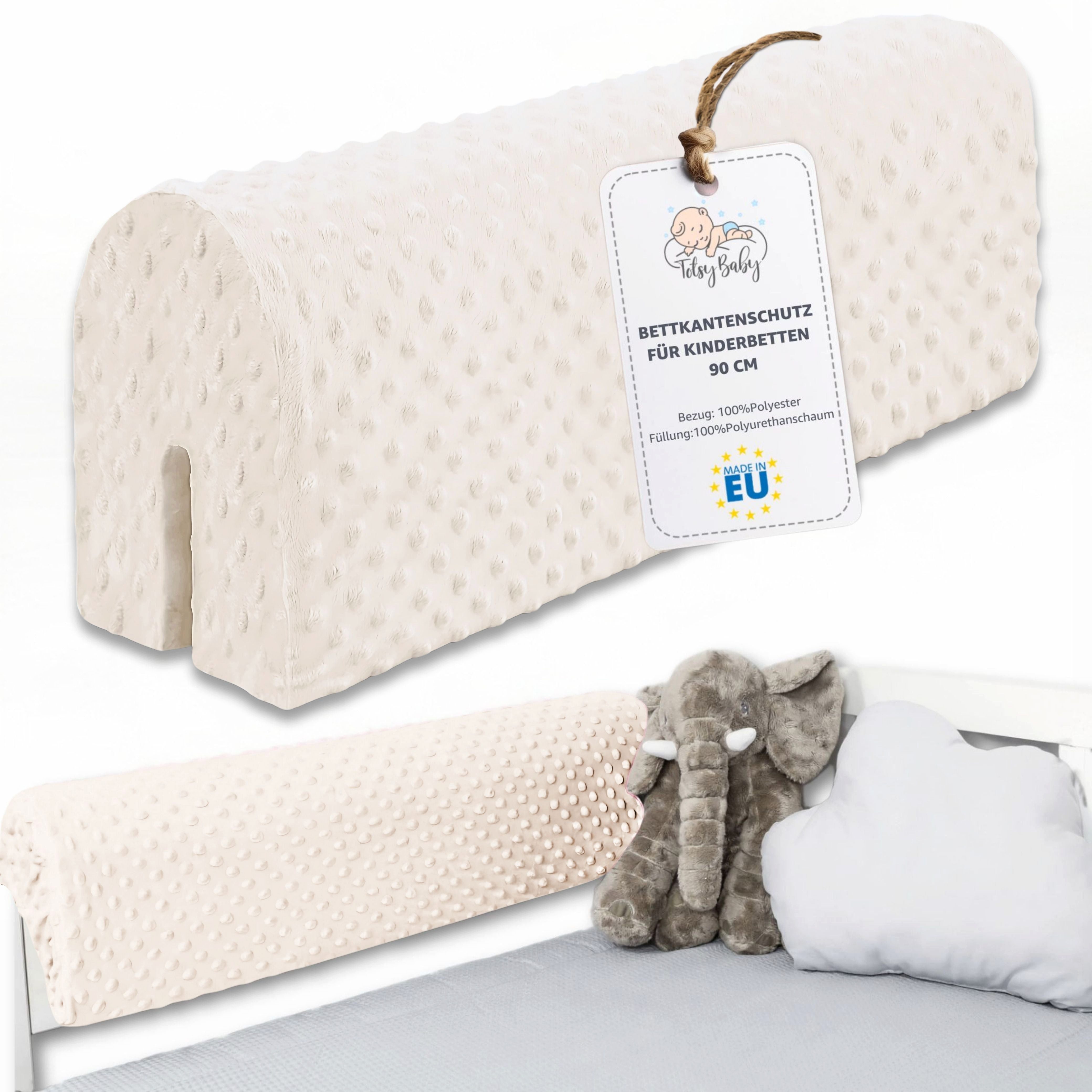 Amazinggirl Bettschutzgitter Bettkantenschutz 90 cm - Rausfallschutz fürs Babybett, Hellbeige