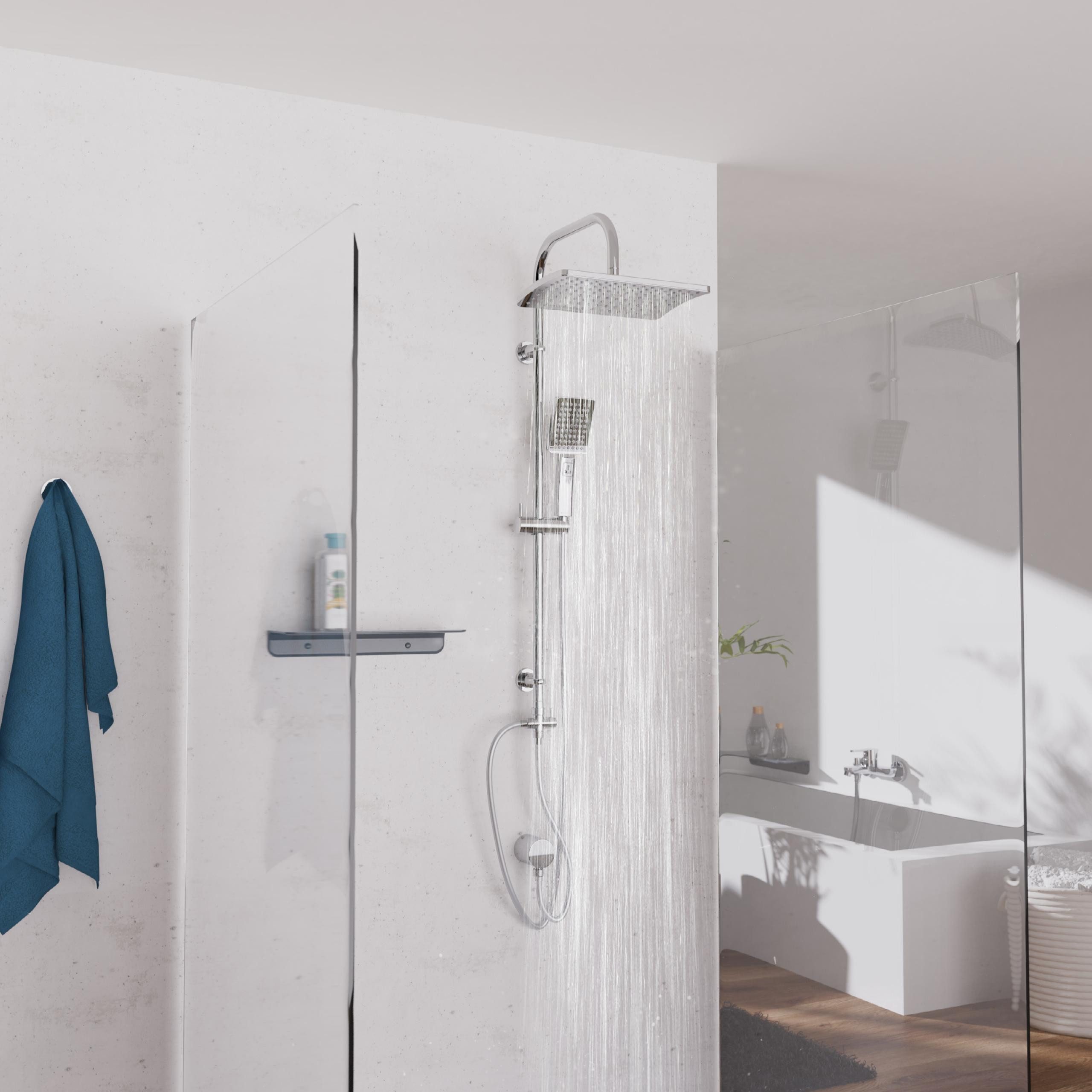Schütte Brausegarnitur Mallorca, Höhe 97 cm, 3 Strahlart(en), Duschsystem mit Kopfbrause und Handbrause