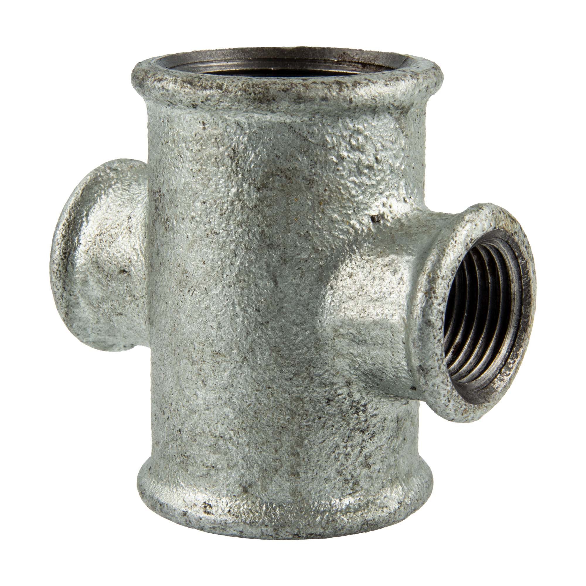 GEBO Gewindefitting Temperguss-Gewindefitting verzinkt Kreuzstück, 3/4 x 1/2 Zoll reduziert
