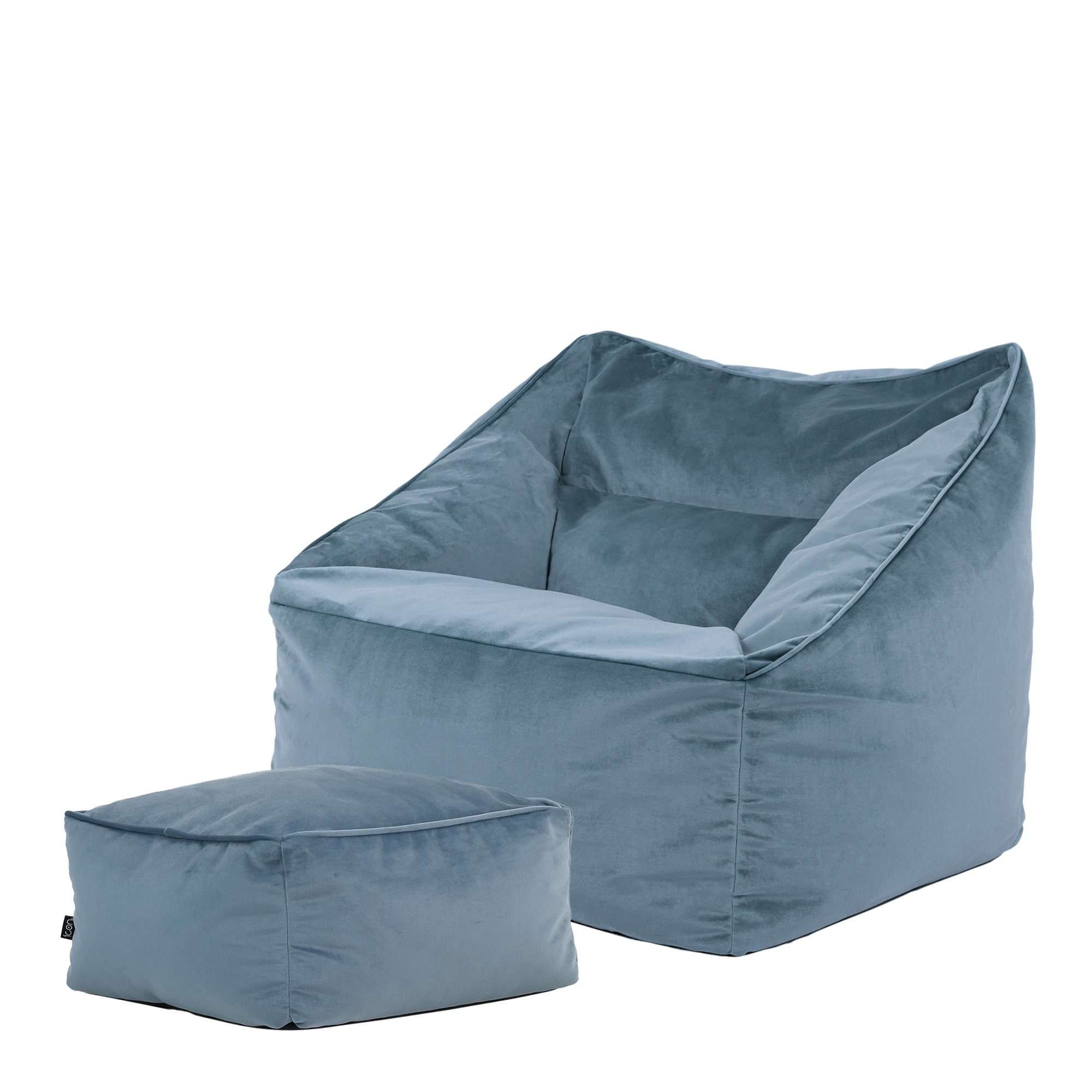 icon Sitzsack Riesen Sitzsack Sessel aus Plüschsamt „Natalia“ mit Sitzpouf