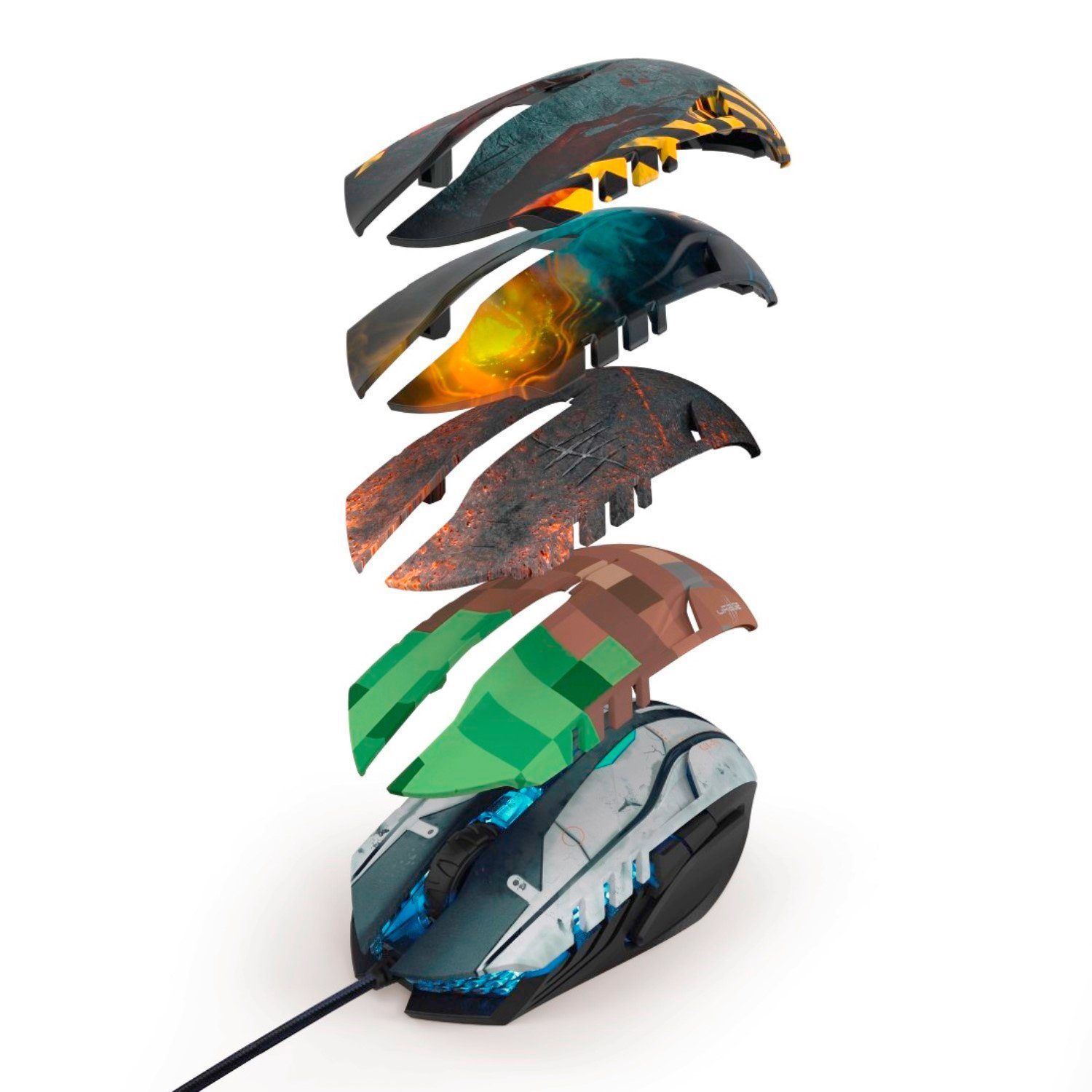 uRage USB Gaming Mouse Morph Maus mit Wechselcover Mäuse (LED Beleuchtung, Optisch mit 3200 dpi Avago Gaming-Sensor, 6 Tasten)