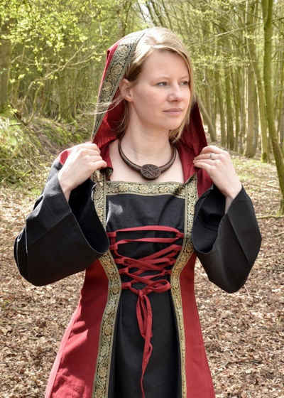 Battle Merchant Burgfräulein-Kostüm »Fantasy-Mittelalter Kleid Eleanor mit Kapuze rot«
