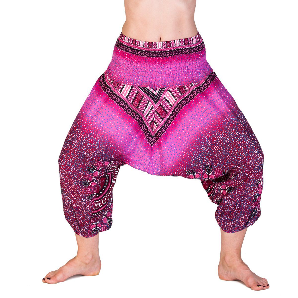 PANASIAM Relaxhose Aladinhose für Kinder oder als 3/4-Hose Pumphose Freizeithose Haremshose als Caprihose aus hochwertiger natürlicher Viskose Maoi Pinkton