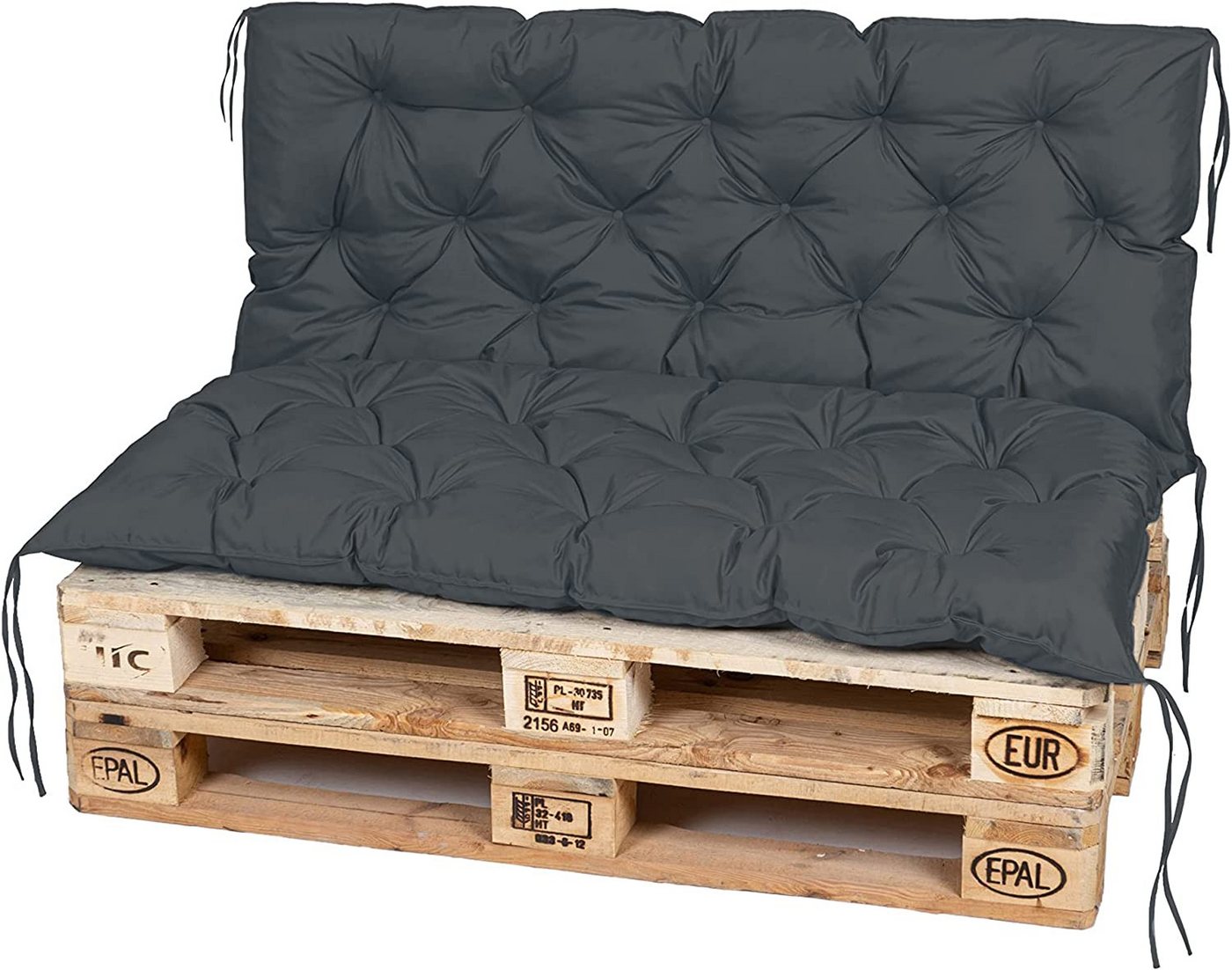 TexDeko Palettenkissen TexDeko-Garden Palettenauflage mit Rückenlehne gesteppt 120x60x50, (Sitzfläche 120x60cm + Rückenlehne 120x50cm)