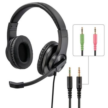 Hama PC Office Headset, Stereo, Klinke, Aux, 2 m Schwarz PC-Headset (Stummschaltung)