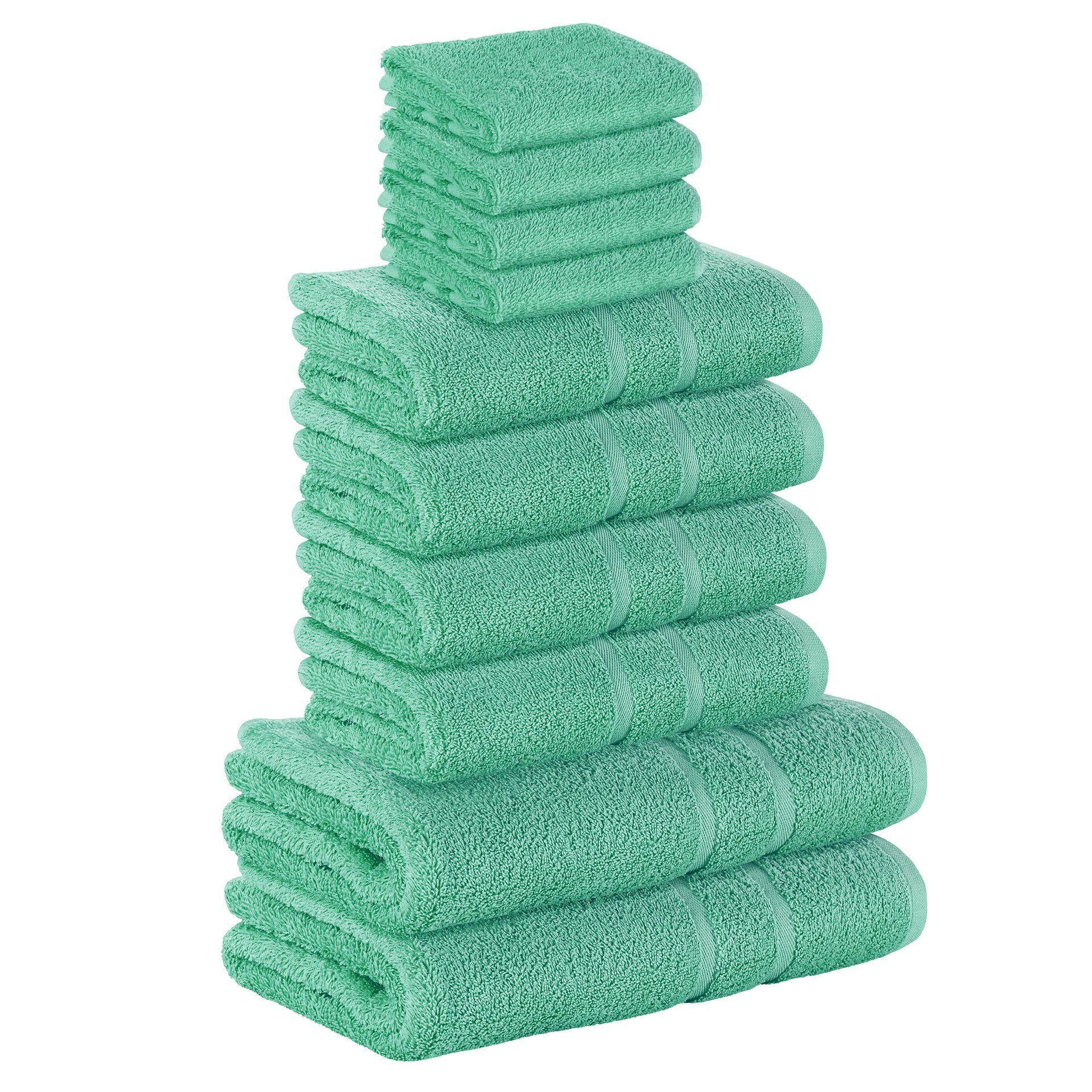 Baumwolle, 2x 4x StickandShine Set Gästehandtuch (Spar-SET) Handtücher Handtuch Duschtücher 4x Smaragdgrün SET 100%