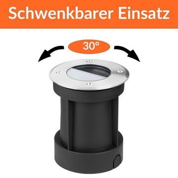 LEDANDO LED Einbaustrahler LED Bodeneinbaustrahler Set IP67 - Schwenkbar mit 5W LED GU10 warmweiß