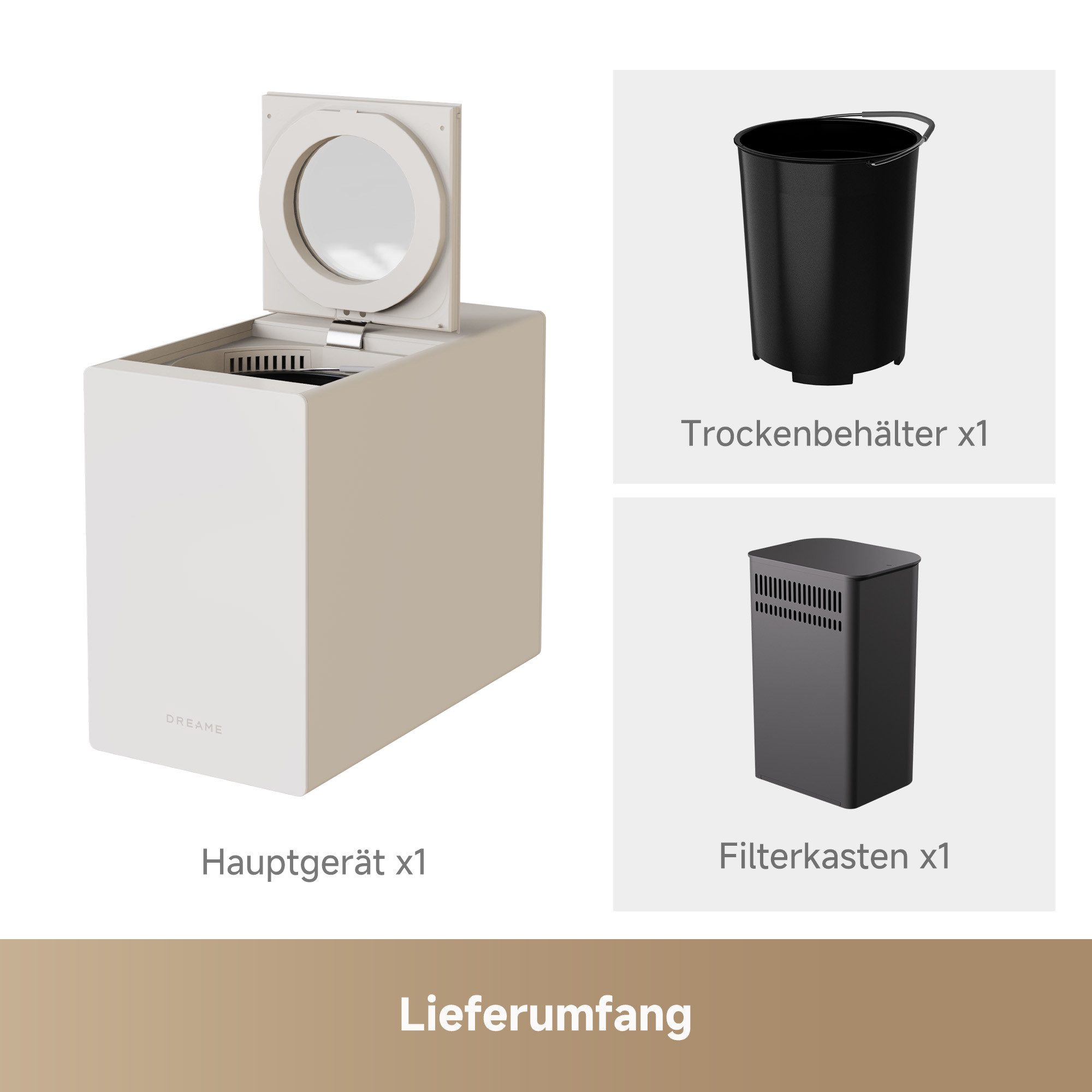 Dreame Komposter SF25 Food Disposer, BxTxH: 19,4x37,7x30,5 cm, 2,5 l, Dreiklingensystem, Aktivkohlefilter, Automatische Reinigung