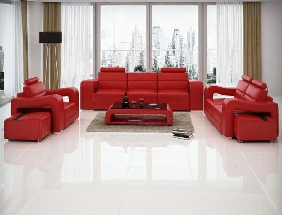 JVmoebel Sofa Designer Made Sofagarnitur in 3+2+1 Garnitur Ledersofa Set, Europe