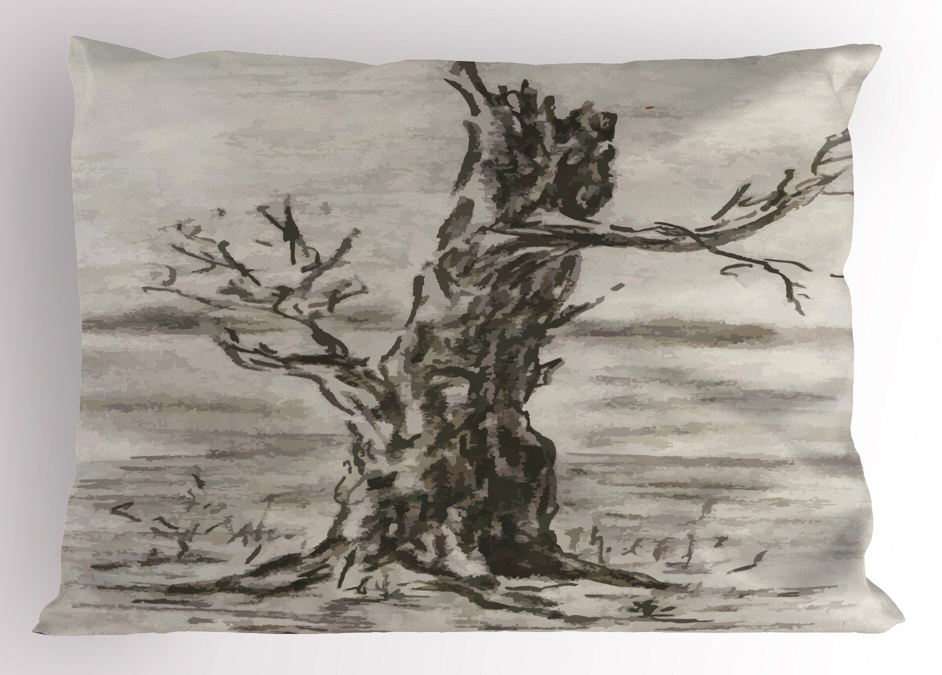 Monochrom-Baum-Zeichnung Holzkohle Queen Gedruckter Abakuhaus Kopfkissenbezug, Stück), Size Dekorativer Kissenbezüge (1