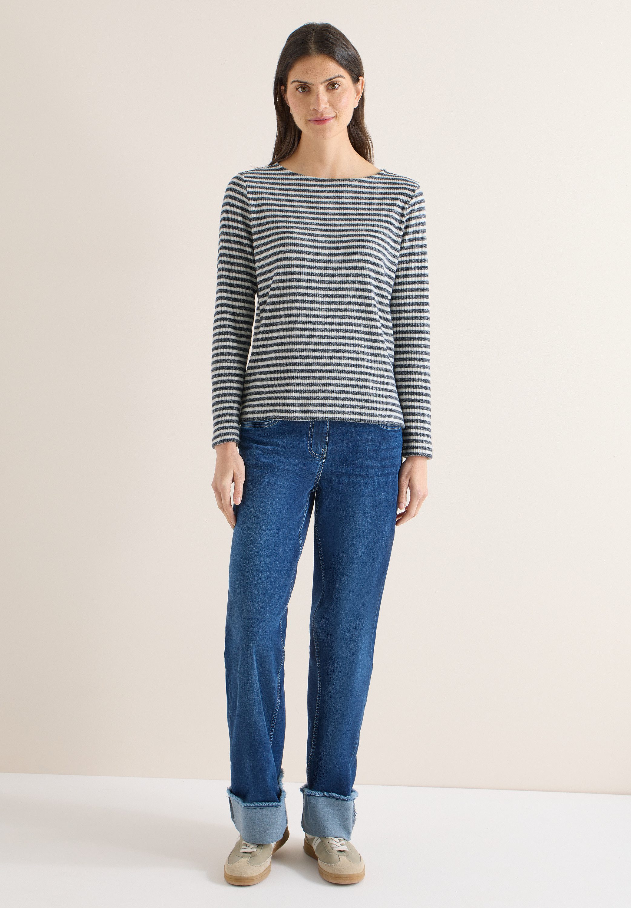 CECIL Langarmshirt mit U-Boot-Ausschnitt