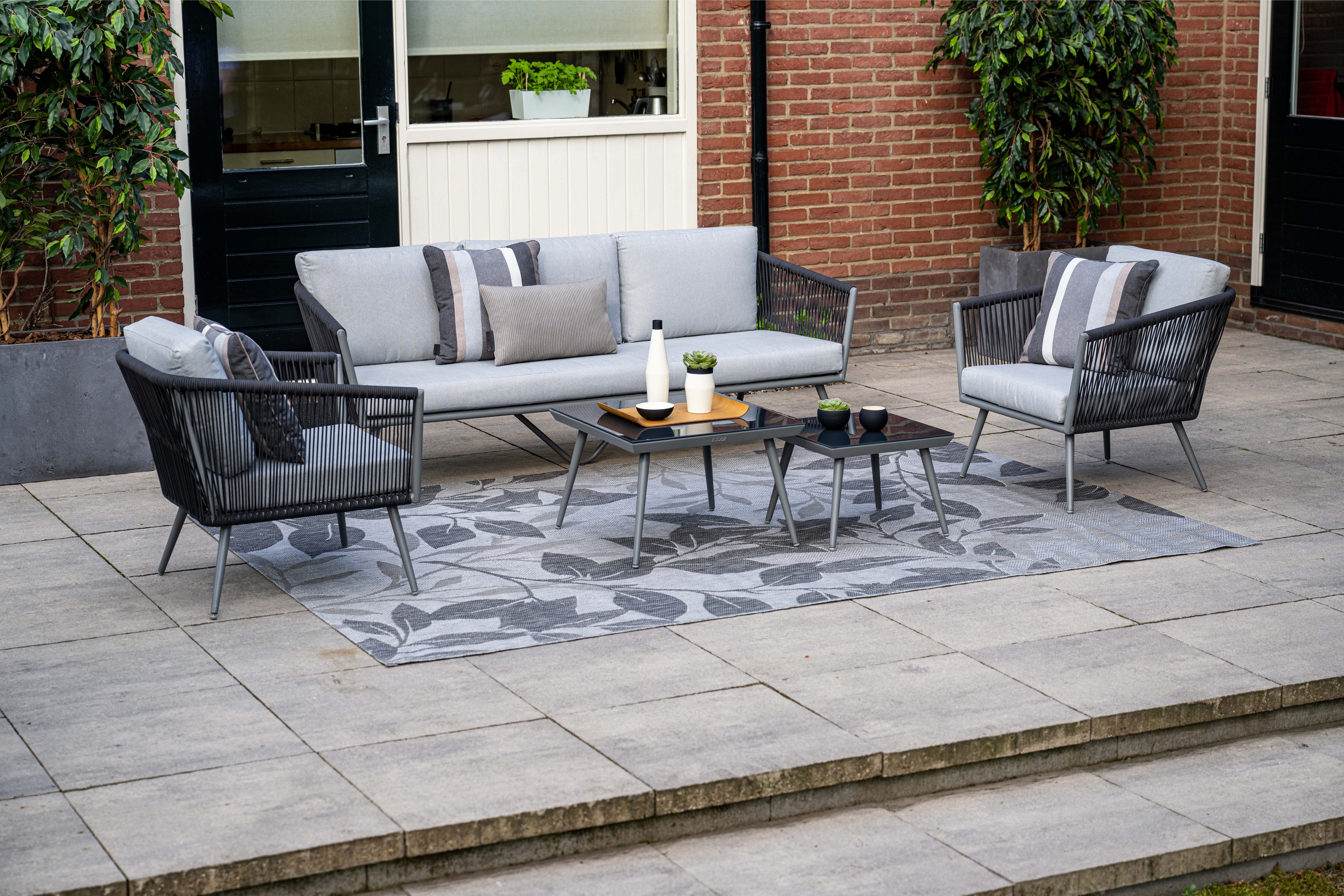 Garden Impressions Gartenlounge-Set Canberra anthrazit, Aluminium, Gartenmöbelset, Outdoor, Rope, inkl. Auflagen