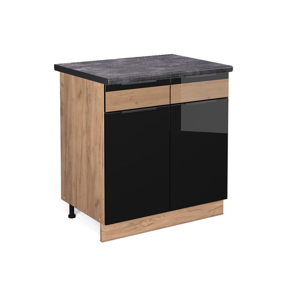 Vicco Unterschrank Fame-Line, Schwarz Eiche hochglanz/Goldkraft günstig online kaufen