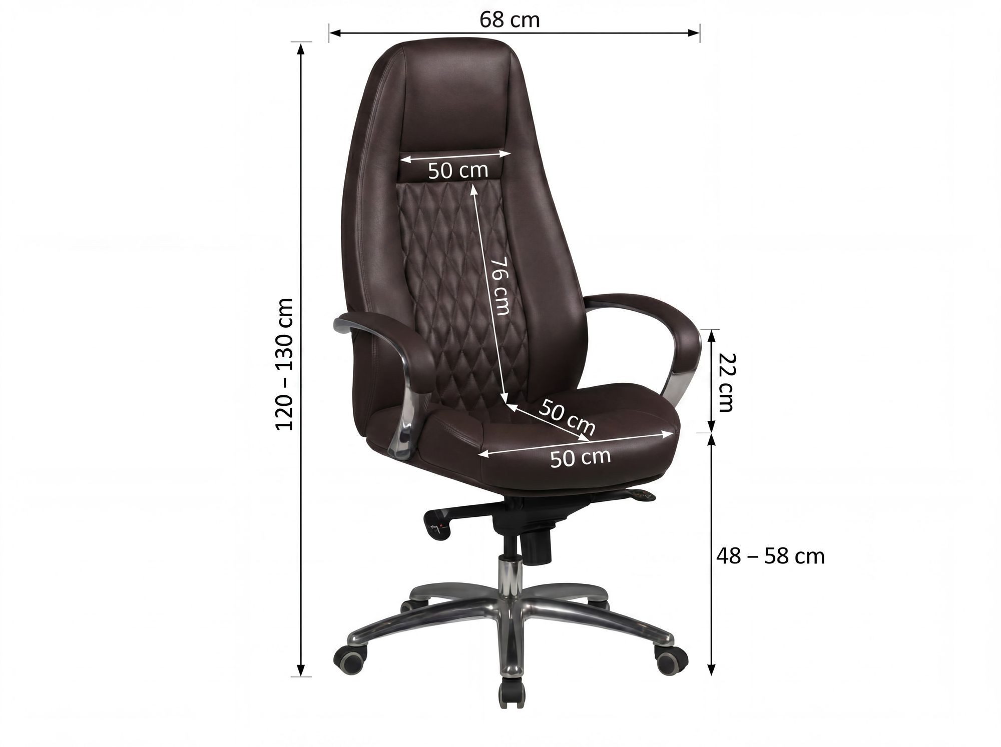 FINEBUY Chefsessel Bürostuhl Echtleder Schreibtischstuhl ergonomisch Drehstuhl (Bürostuhl AUSTIN Echtleder Braun 120 kg), Schreibtischstuhl Hohe Rückenlehne mit Kopfstütze