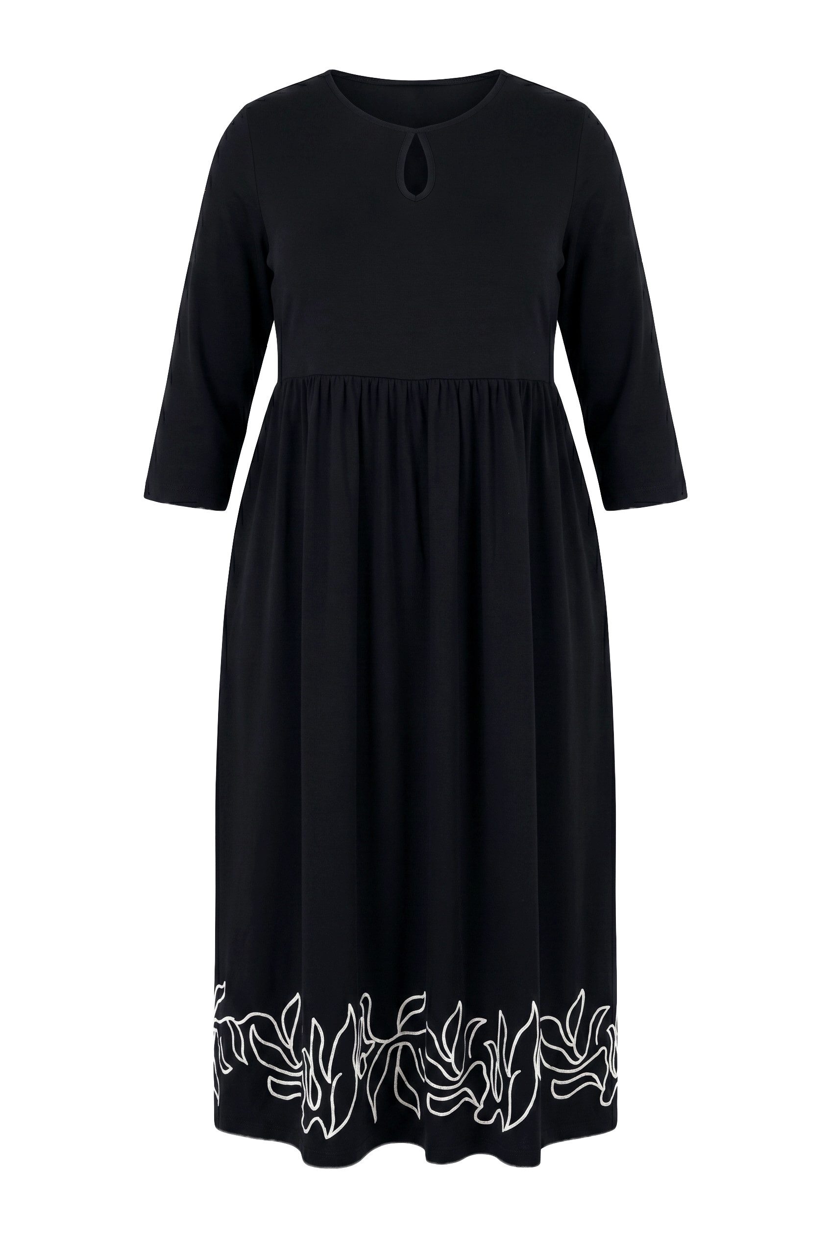 Ulla Popken Maxikleid Maxikleid A-Linie Rundhals 3/4-Arm Taschen – Bild 2 von 4