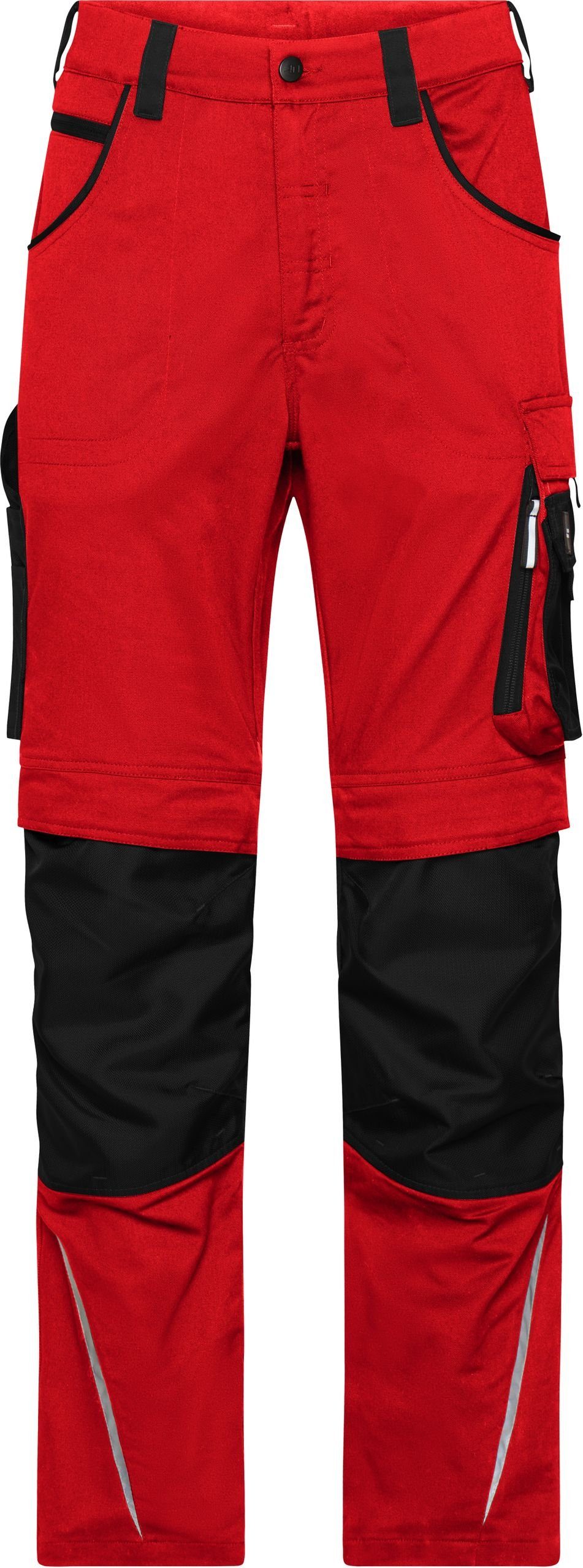 James & Nicholson Arbeitshose JN 1832 (42-60) Workwear Hose "Modern Style" - Strong RED/BLACK