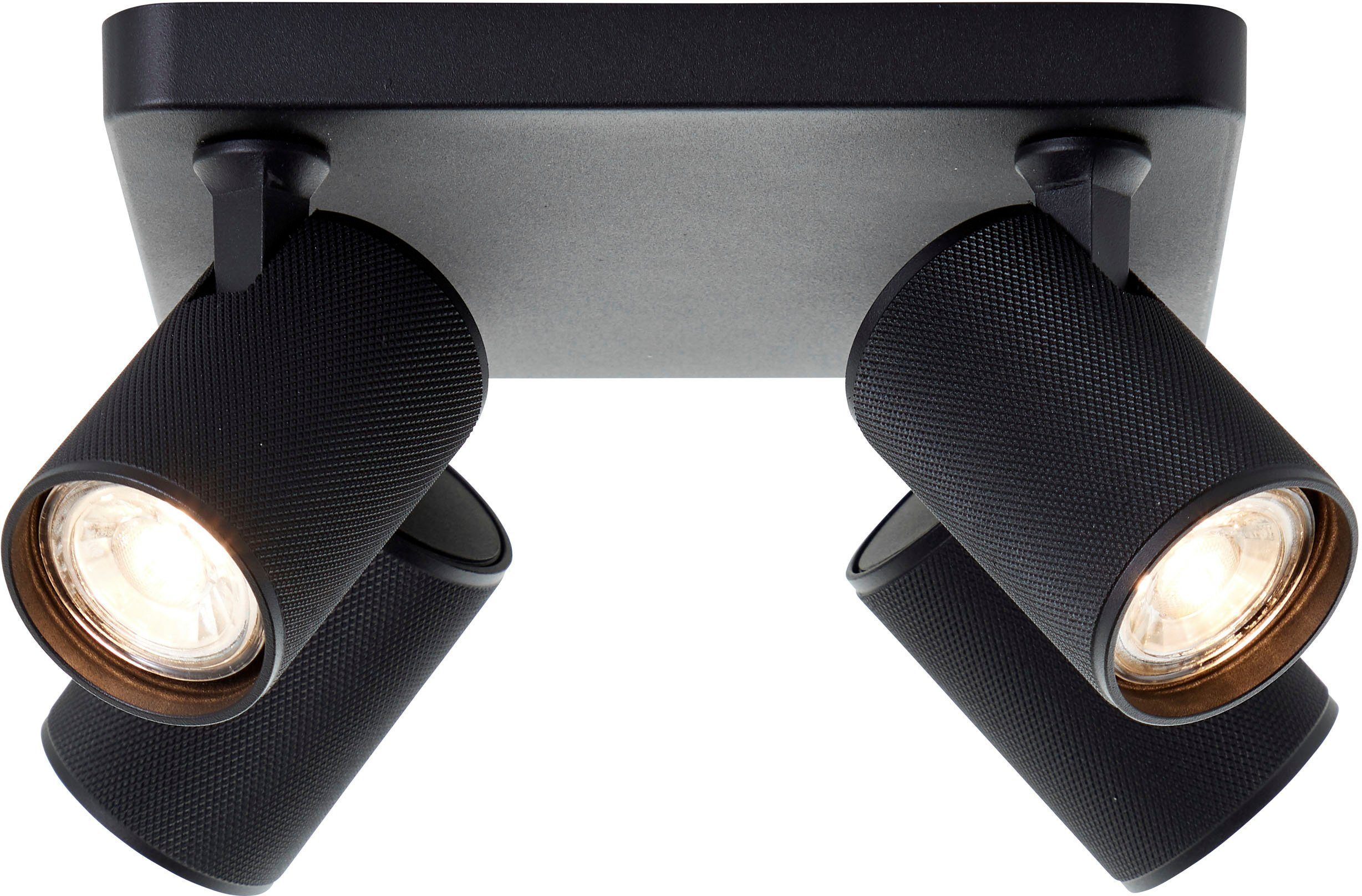 Brilliant Deckenstrahler Marty, LED wechselbar, Warmweiß, Spotplatte  schwenkbar, 22 x 22 cm, GU10, 345lm, schwarz | Teichbeleuchtung
