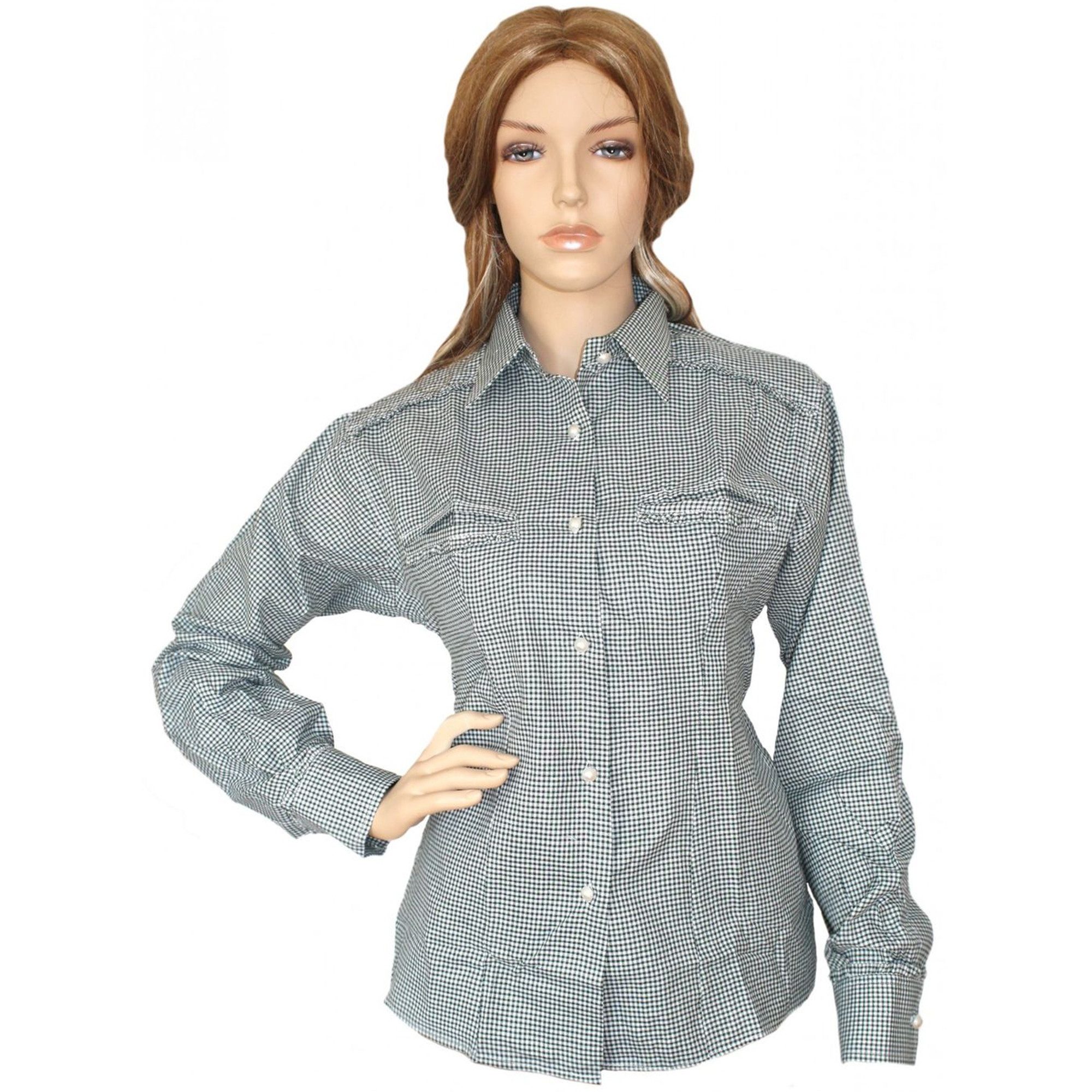 German Wear Trachtenbluse GW1521 Bayerische Langarm Trachtenbluse in 5 Farben – Rüschen & Perlenknopf