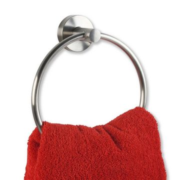 SOSmart24 Handtuchhalter SOSmart24 JUST SILVER Handtuchring ohne Bohren aus Edelstahl 18 cm - Silber Matt gebürstet - NORDIC MINIMALISM - Handtuchhalter rund Bad WC Wand
