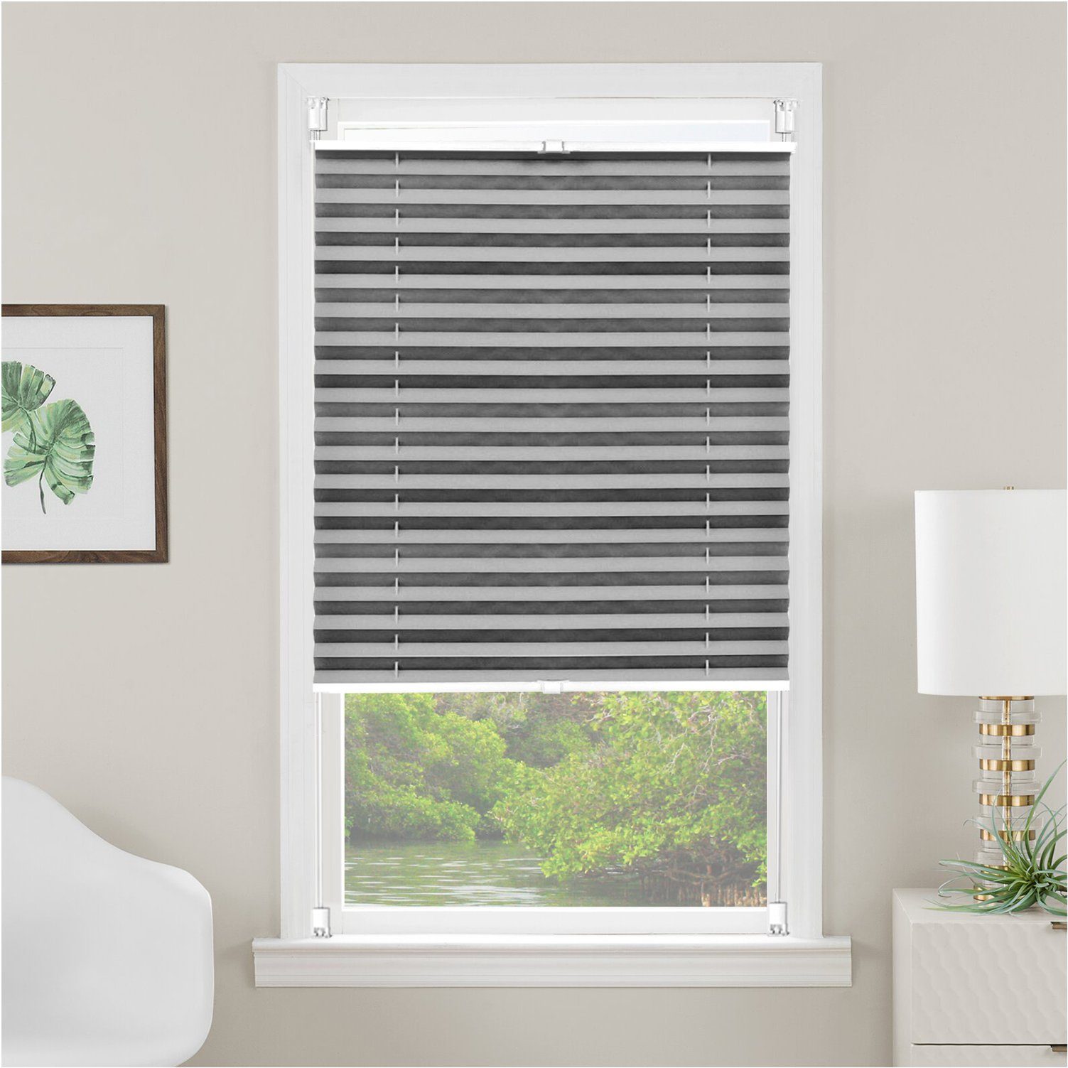 i@home Plissee Faltrollo, Stufenlos Verstellbar, Sonnenschutzrollo Blickdicht, Lichtschutz, mit Klemmträger, verspannt, Klemmfix, ohne Bohren