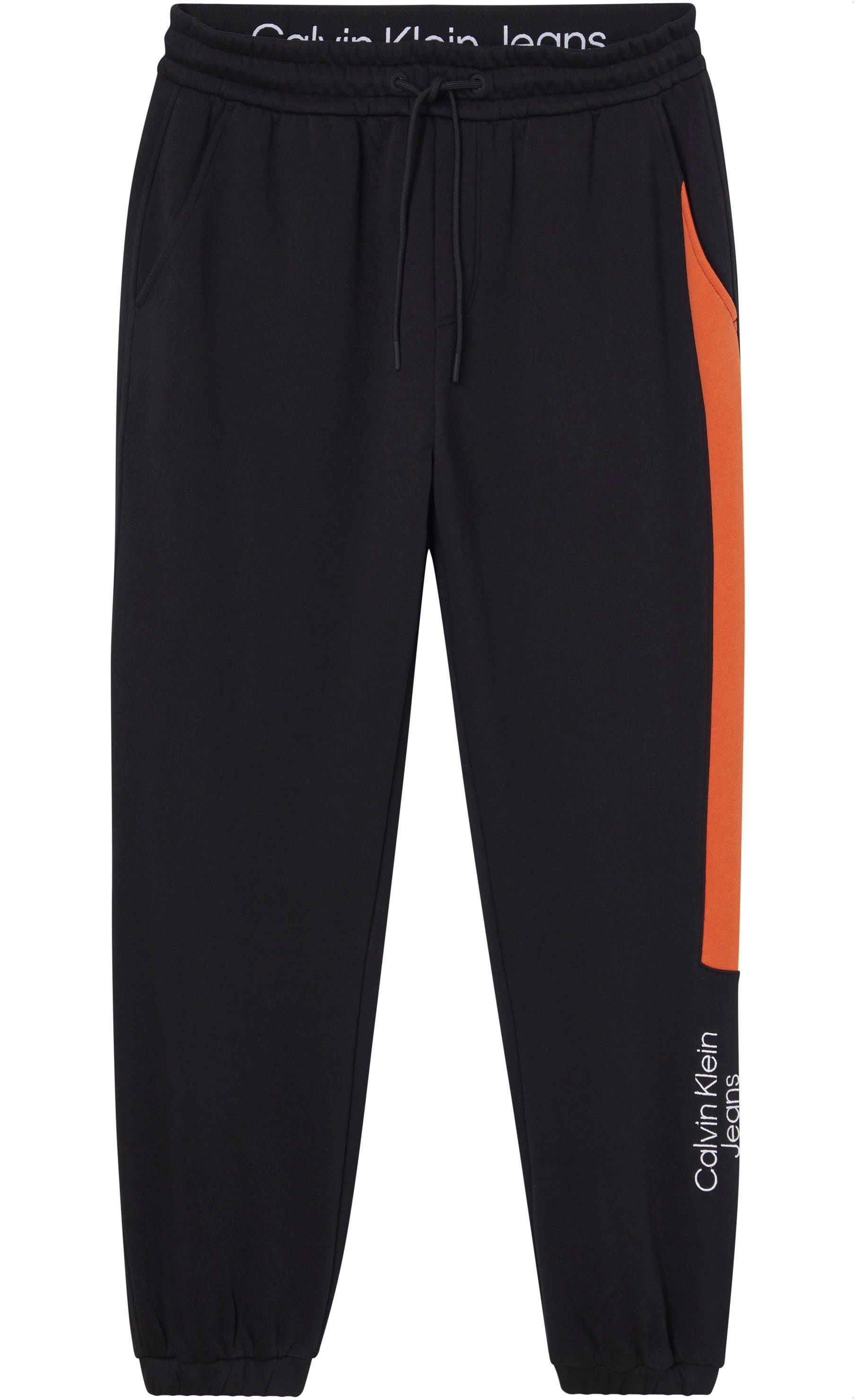 Calvin Klein Jeans HWK / COLORBLOCK STACKED Ck (Packung) Black Sweathose Coral Orange PANT