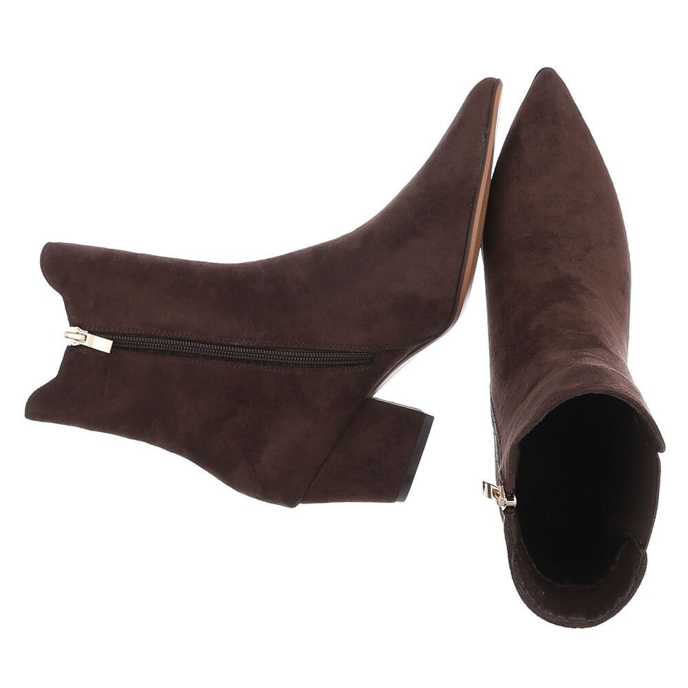 Ital-Design Damen Stiefelette spitz mit Blockabsatz, elastisch Chelseaboots (92002573) Blockabsatz Stiefeletten in Braun