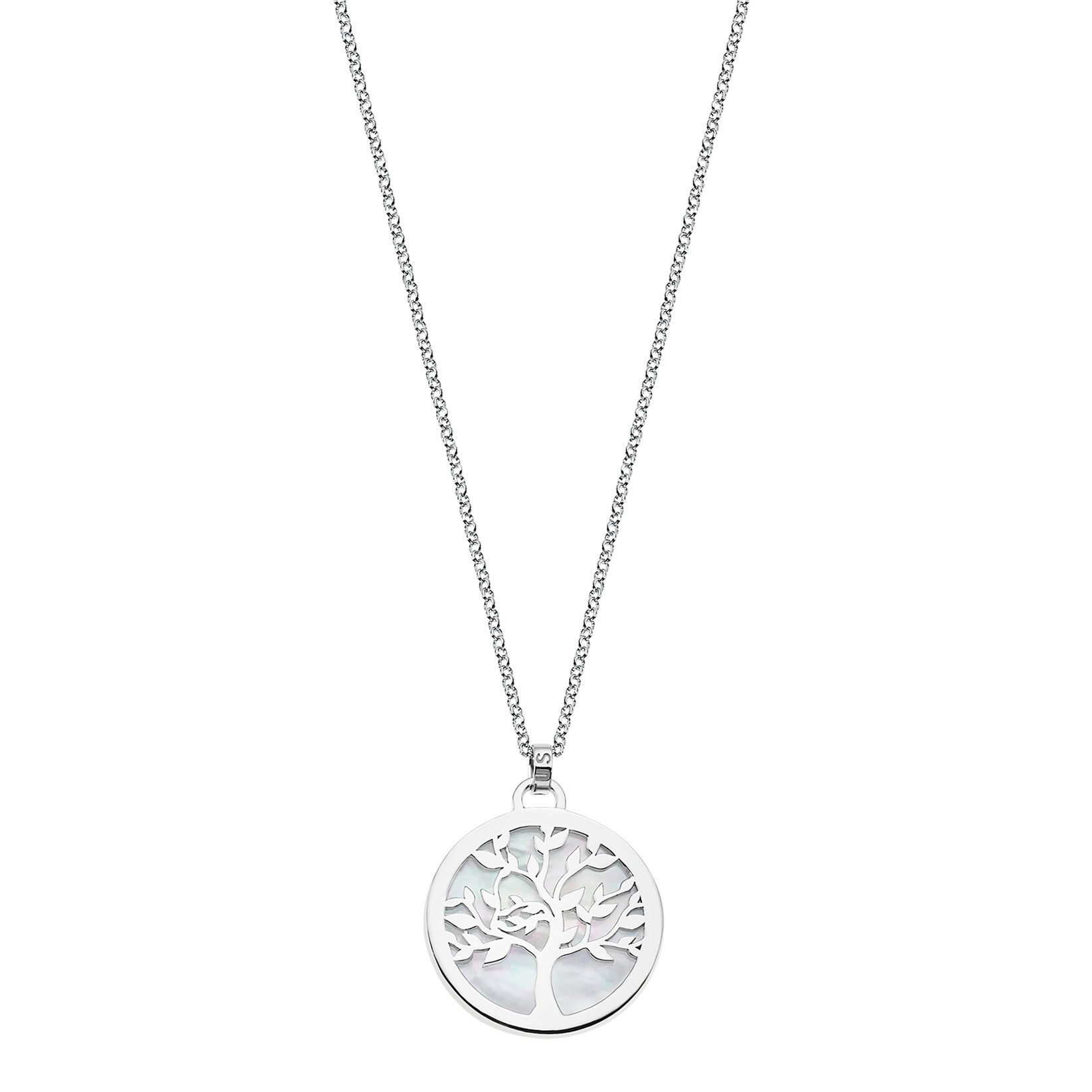 Valentinstagsgeschenk LOTUS SILVER Kette mit Anhänger LP1821-1/1 Damen-Halskette – Lebensbaum-Anhänger mit Perlmutt, & 925er Silber, 42 + 2,5 cm