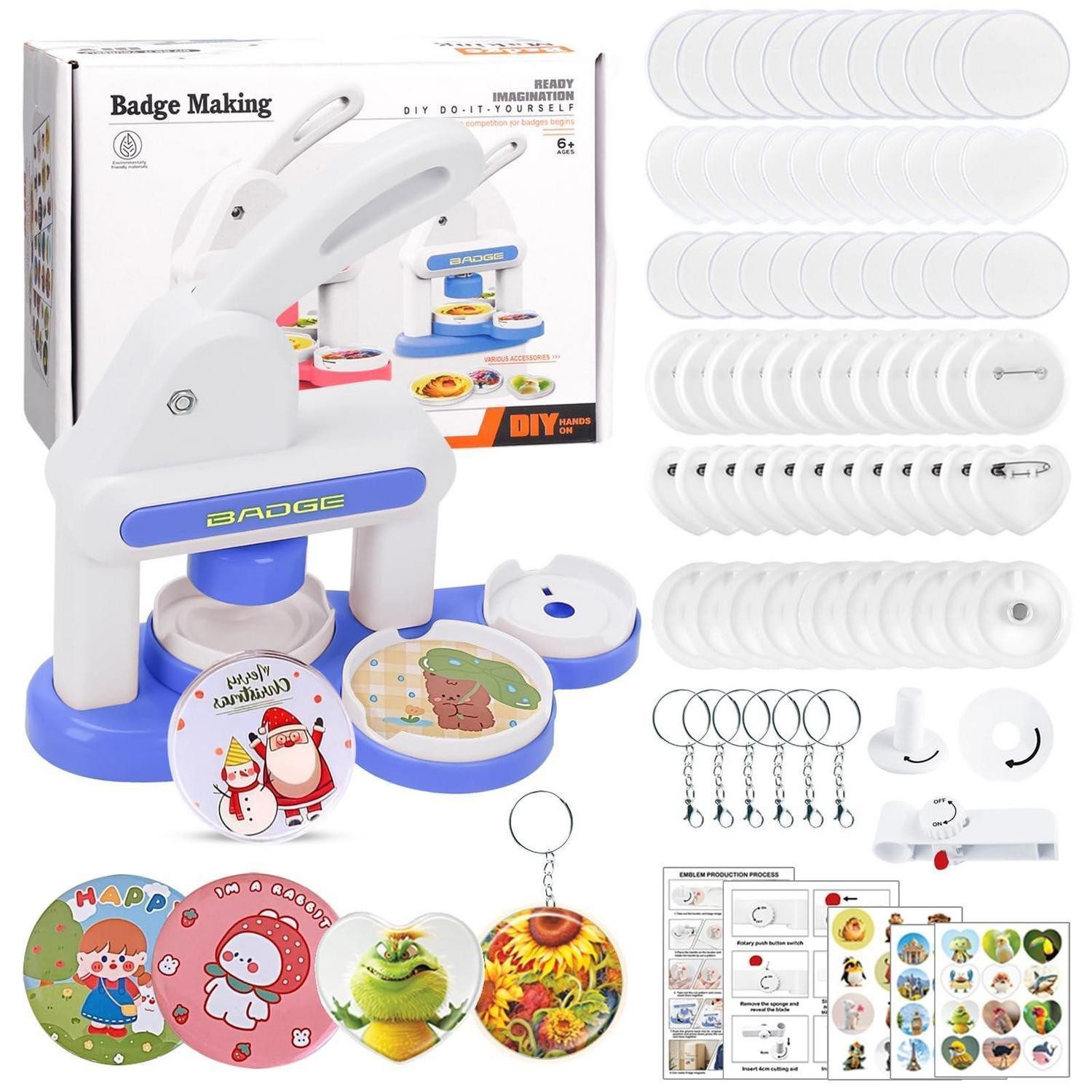 LuxusKollektion Kreativset Buttonmaschine 35/55mm Blau DIY Set