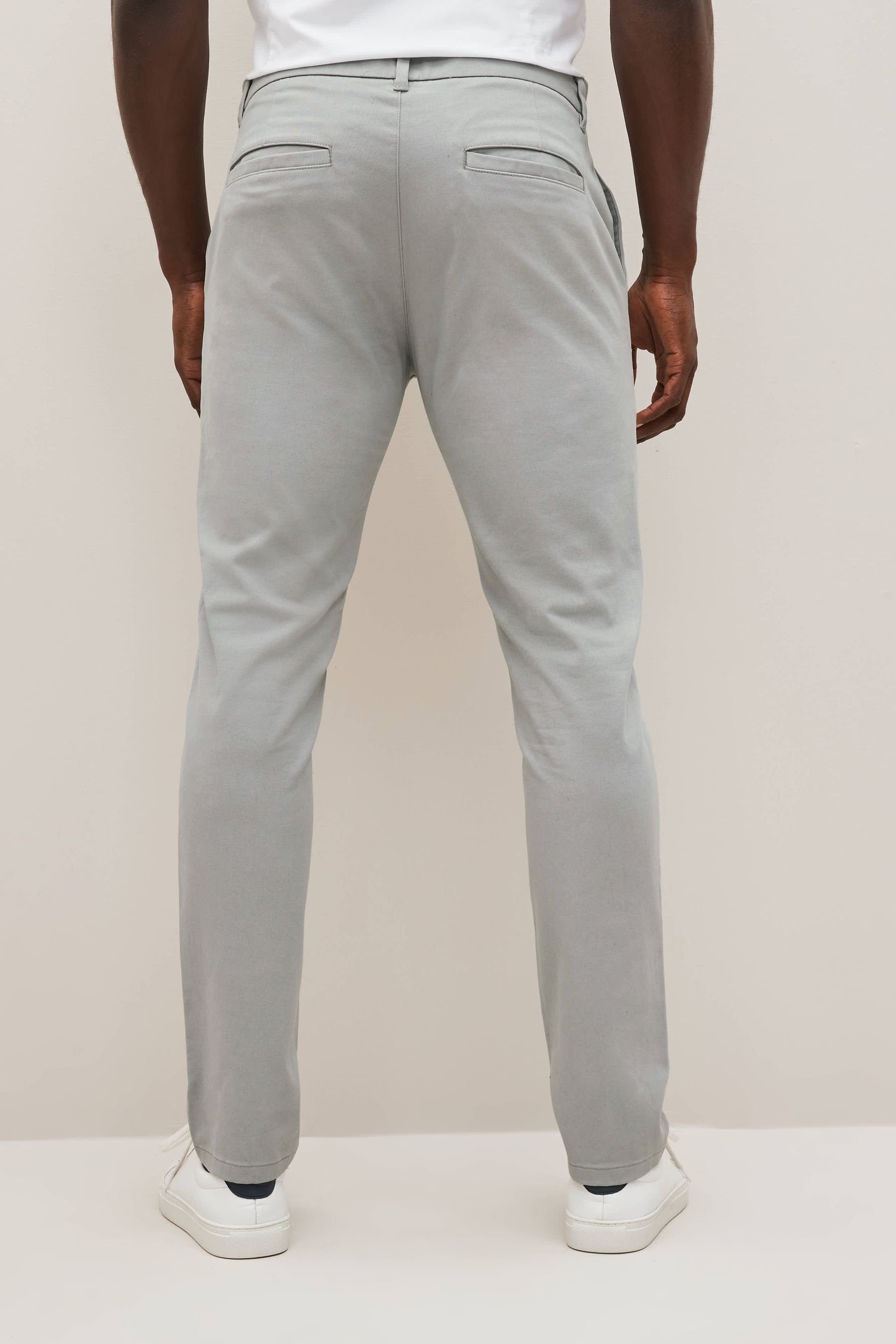 Chinohose mit Chinohose Stretch Grey (1-tlg) Next Straight Fit Mid